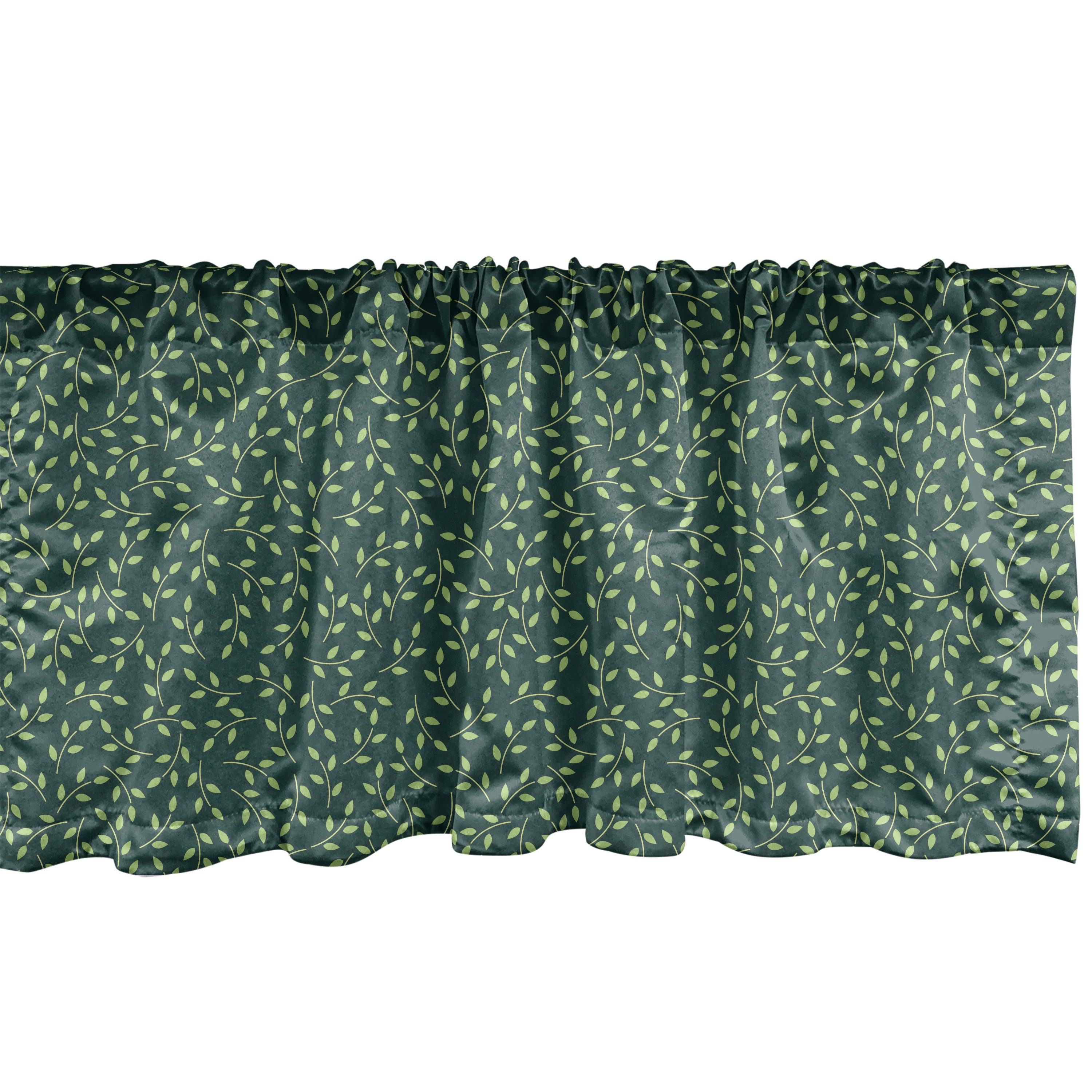 Scheibengardine Vorhang Volant für Küche Schlafzimmer Dekor mit Stangentasche, Abakuhaus, Microfaser, Blätter Continuing Belaubtes Muster
