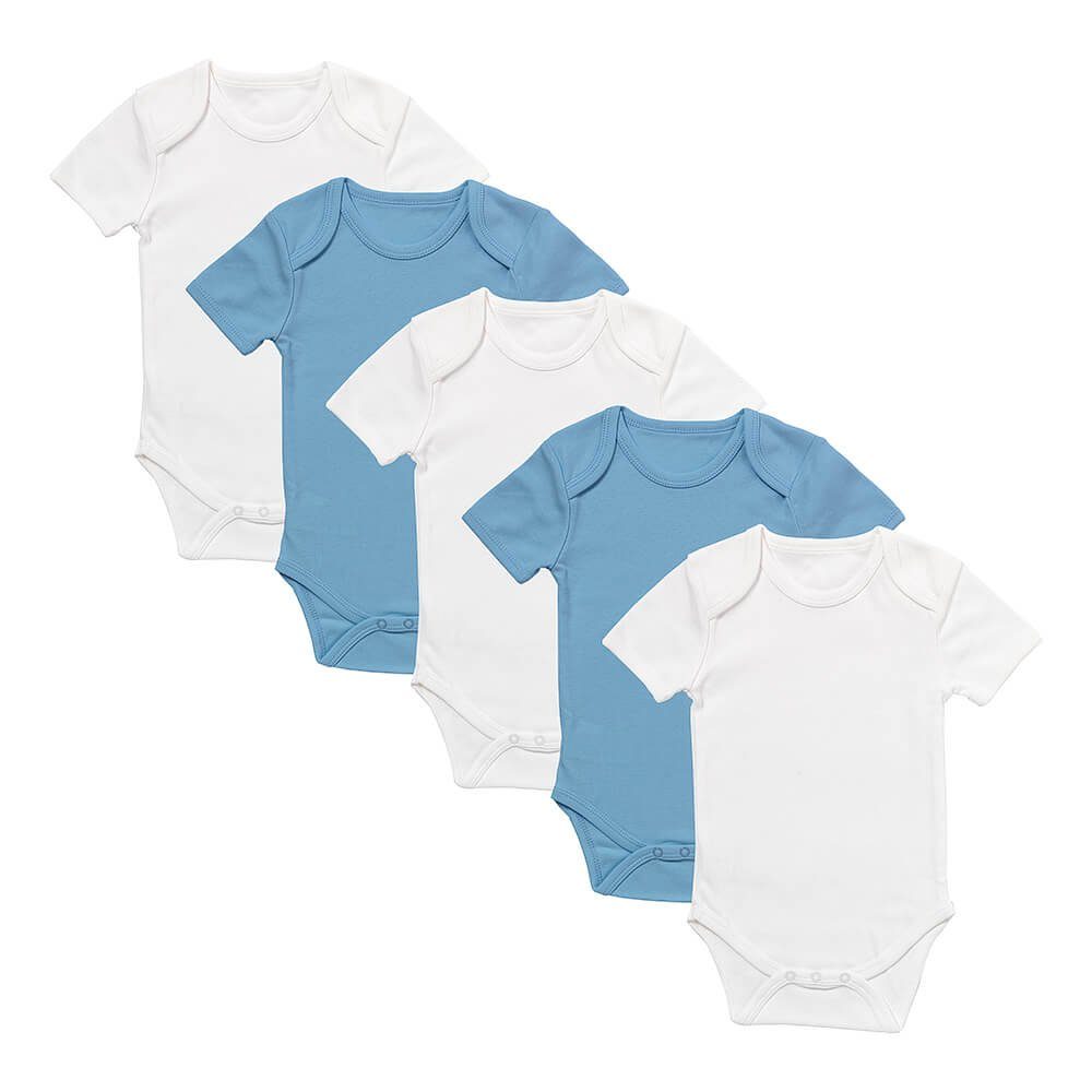 Schlummersack Kurzarmbody Baby-Bodys kurzarm 5er-Pack OEKO-TEX zertifiziert Blau