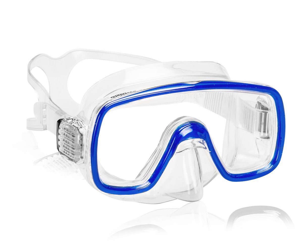 AQUAZON Taucherbrille FUN, Schnorchelbrille für Kinder 3-7 Jahre, tolle Passform blau transparent