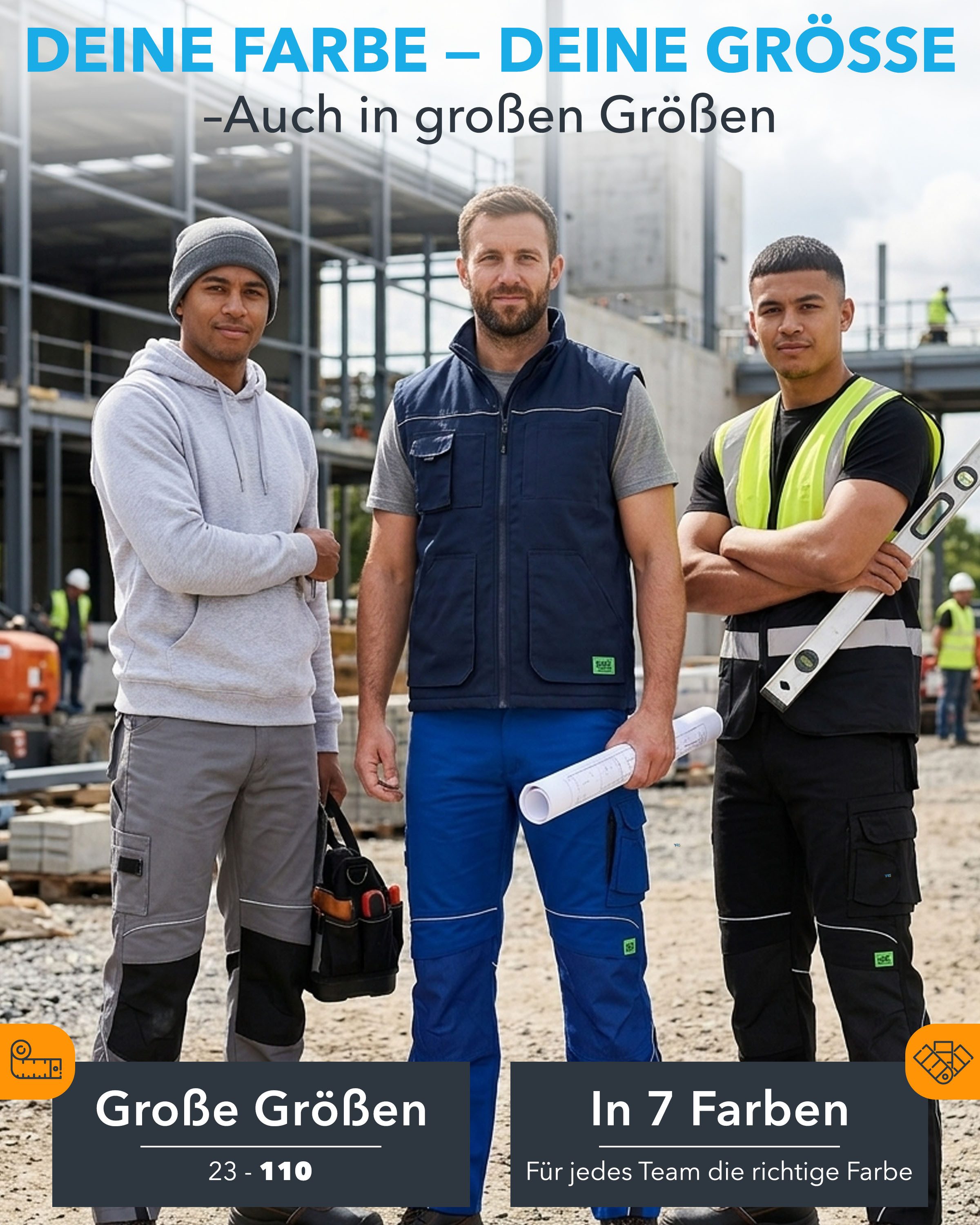 TMG International Arbeitshose Bundhose Cargohose Kultworker Herrenhose gerade und ergonomisch geschnitten - dehnbarer Hosenbund - bis Gr. 82 – Bild 5 von 5