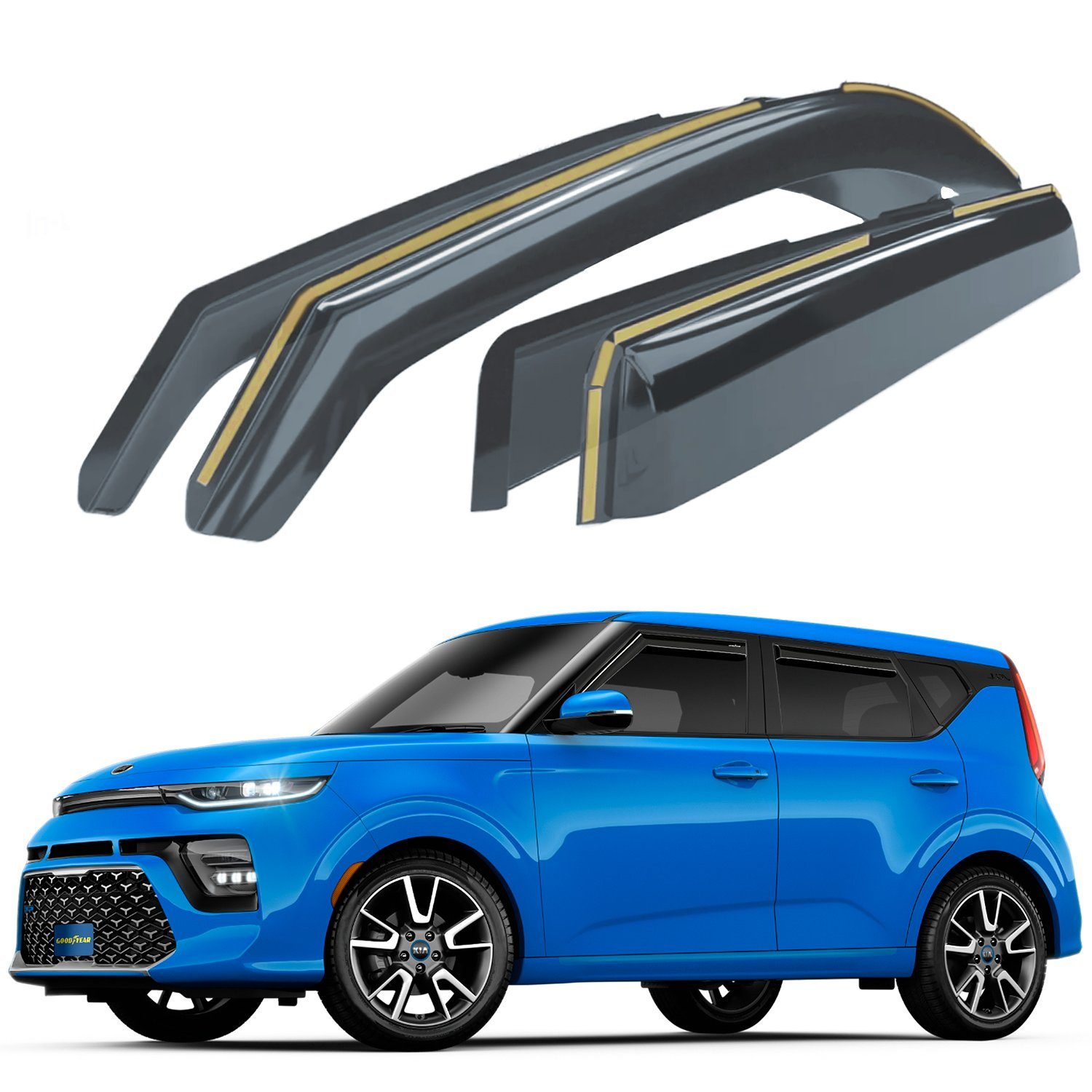 (4 mit für/kompatible Goodyear Goodyear Kia Auto-Fußmatte SUV Windabweiser 2020-2023 Soul St)