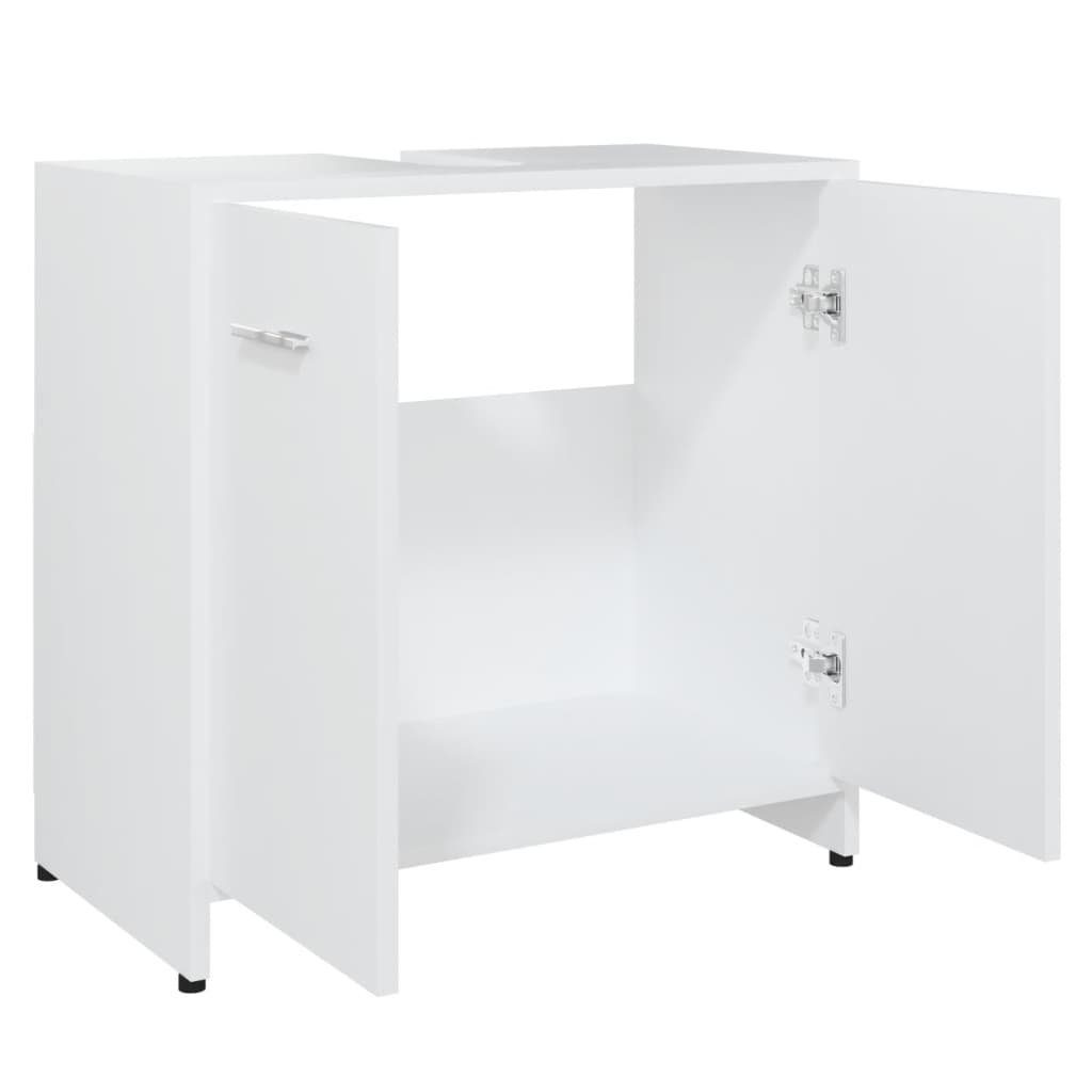 vidaXL Badezimmer-Set Weiß 60x33x61 cm Badezimmerschrank (1-St) Holzwerkstoff