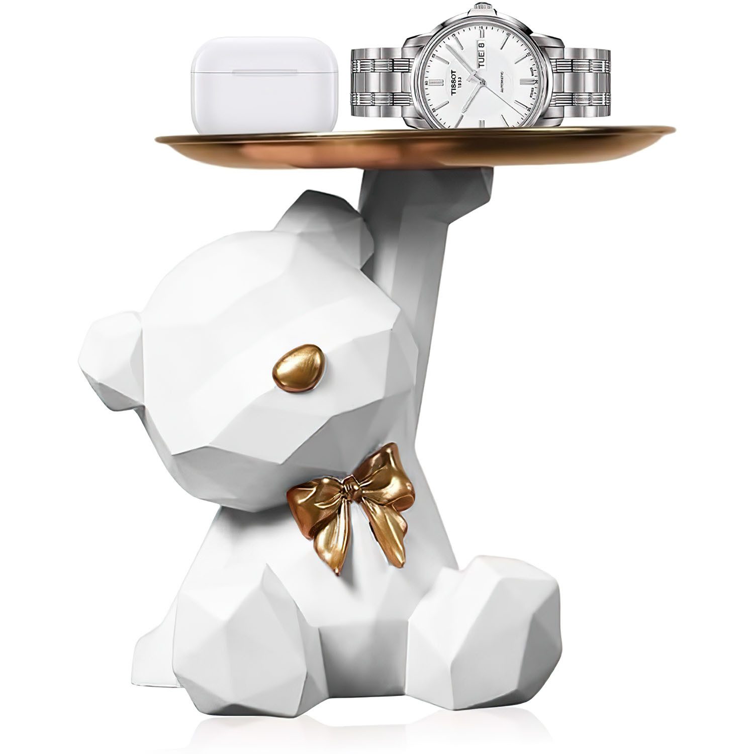 HEYHIPPO Dekotablett Dekofigur Bär mit Tablett – Niedliche weiße Bären-Skul günstig online kaufen