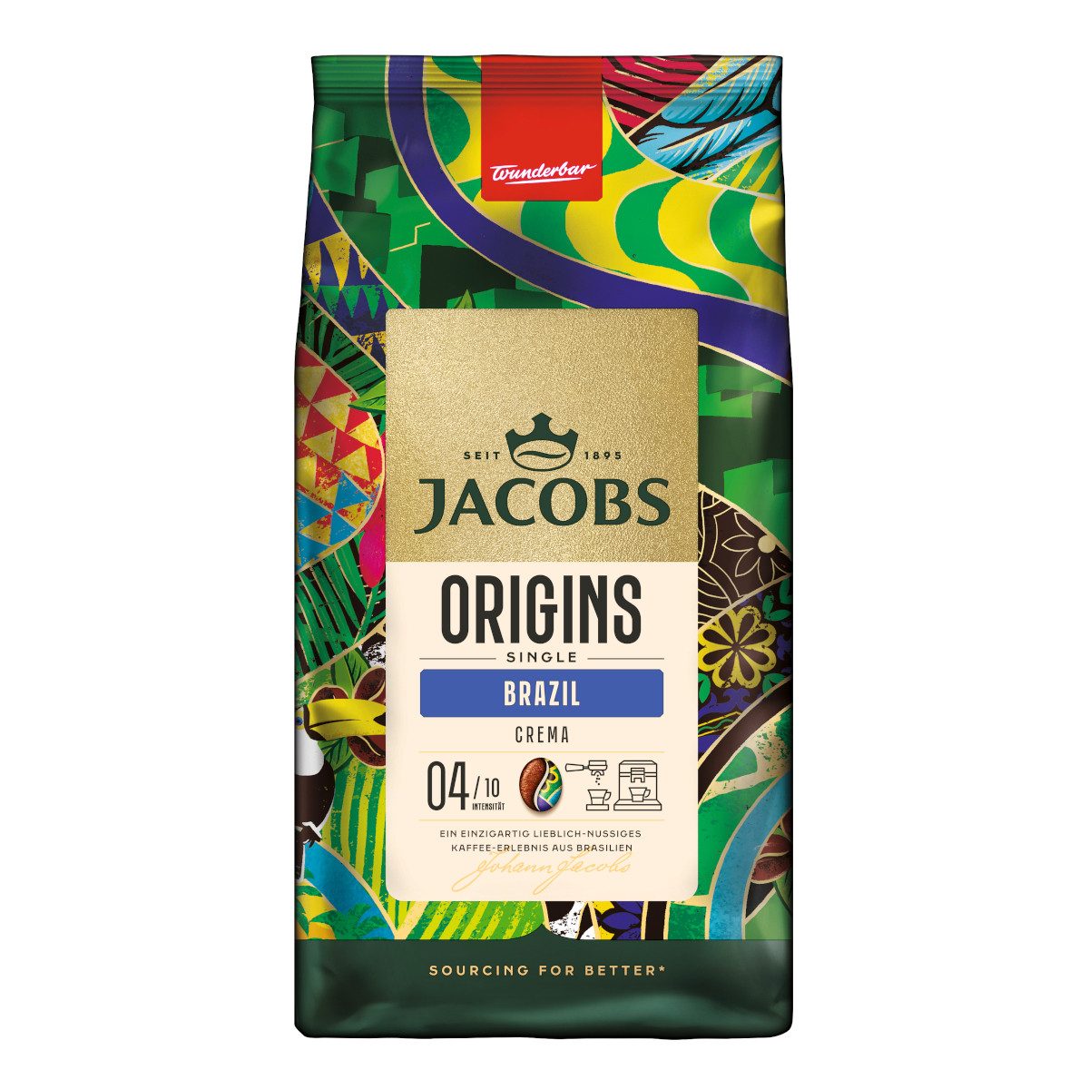 JACOBS Kaffee, Jacobs Origins Kaffee ganze Bohnen Brazil lieblich-nussig 1000g