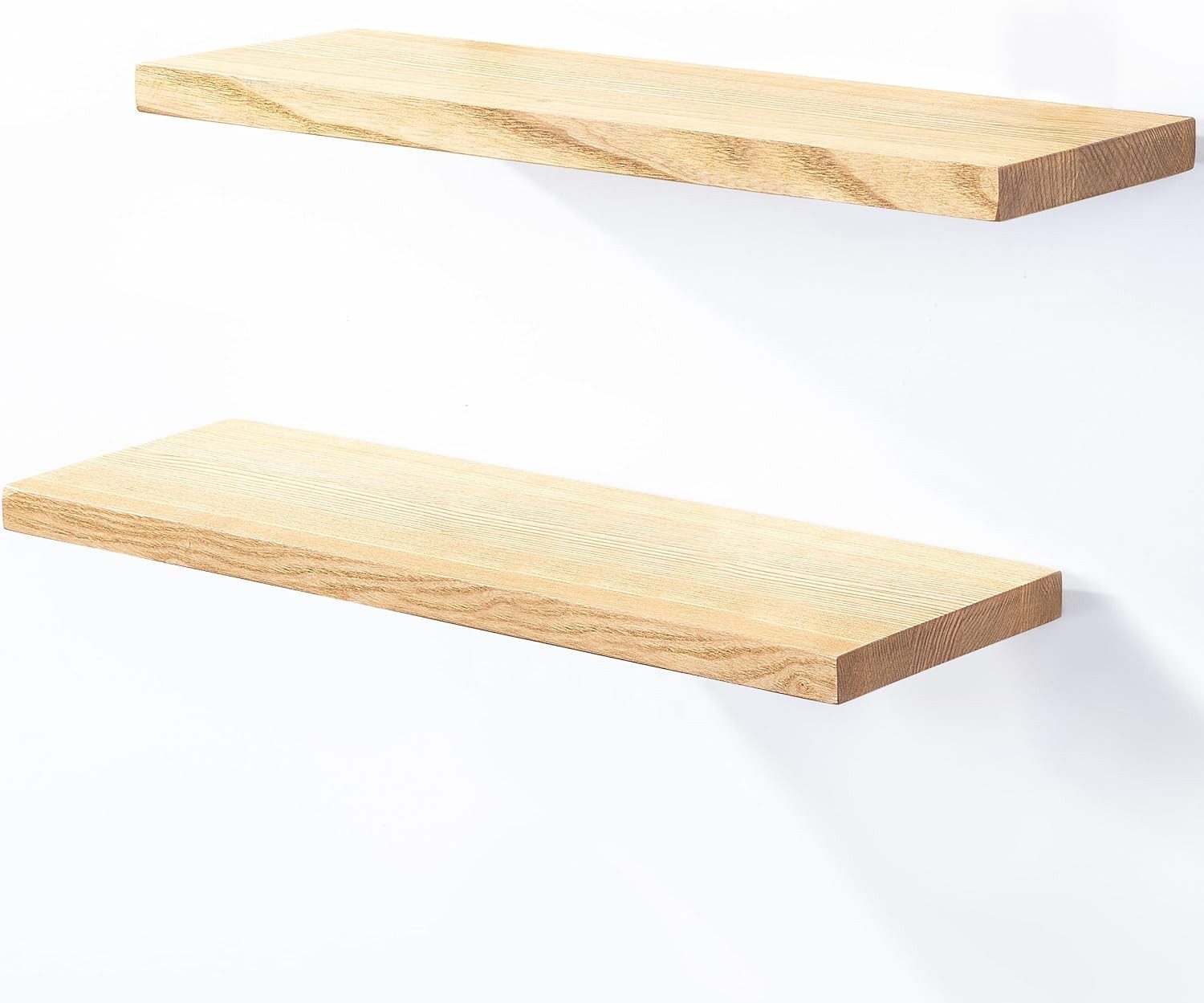 LAMO Manufaktur Wandregal LAMO Manufaktur 2 Stück Wandregal aus Holz 2x 42cm, Schweberegal Massiv 100% Echtholz, Wandregale SET 4 Gerade Farbe: Natur
