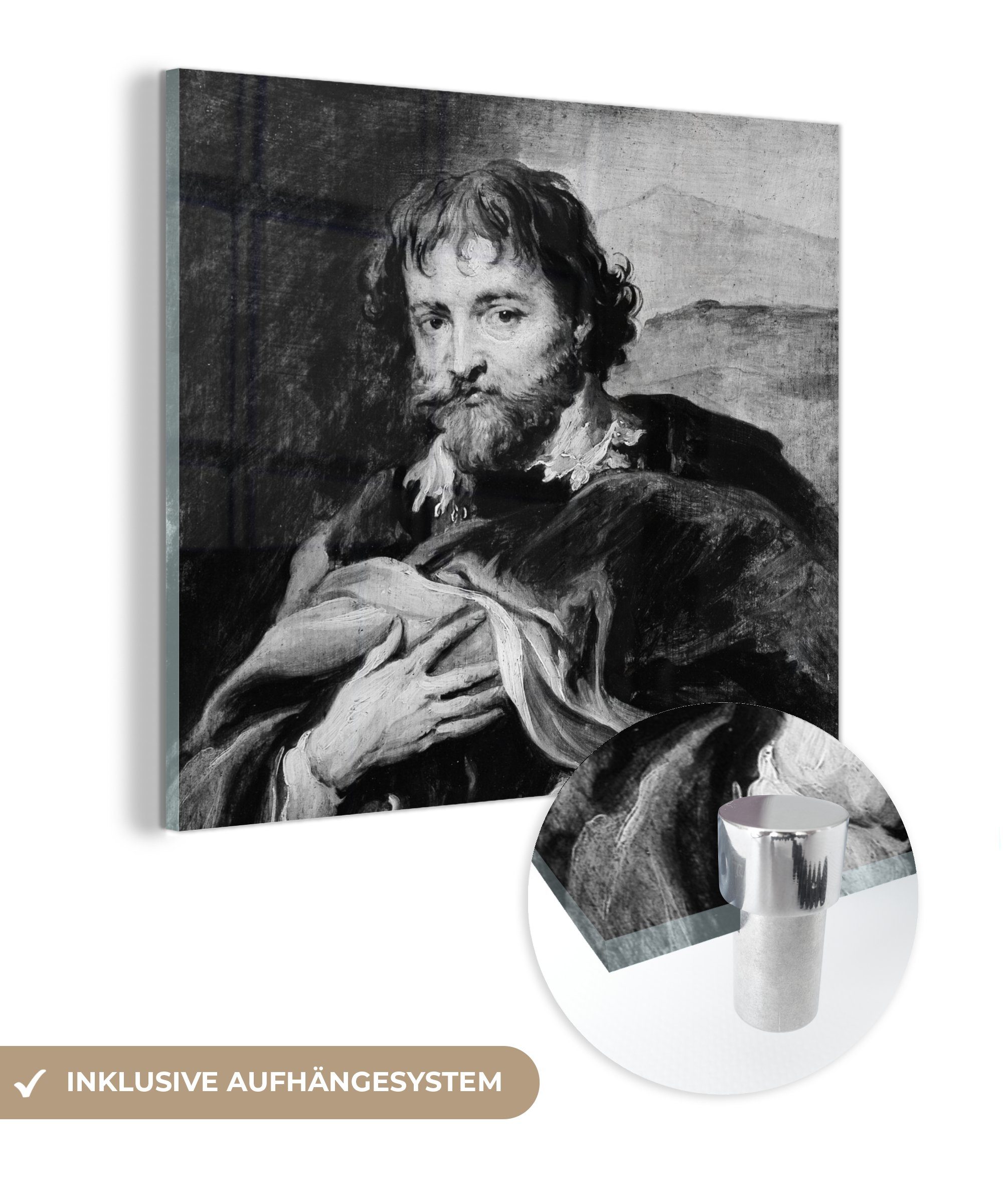 MuchoWow Acrylglasbild Sir Peter Paul Rubens - Anthony van Dyck - Schwarz und weiß, (1 St), Glasbilder - Bilder auf Glas Wandbild - Foto auf Glas - Wanddekoration