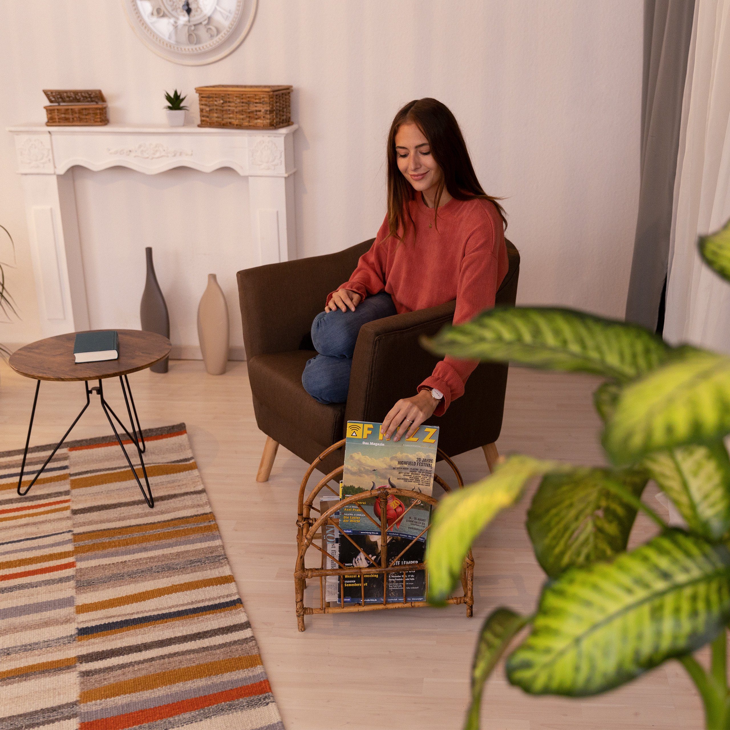relaxdays Zeitungsständer Rattan rund günstig online kaufen