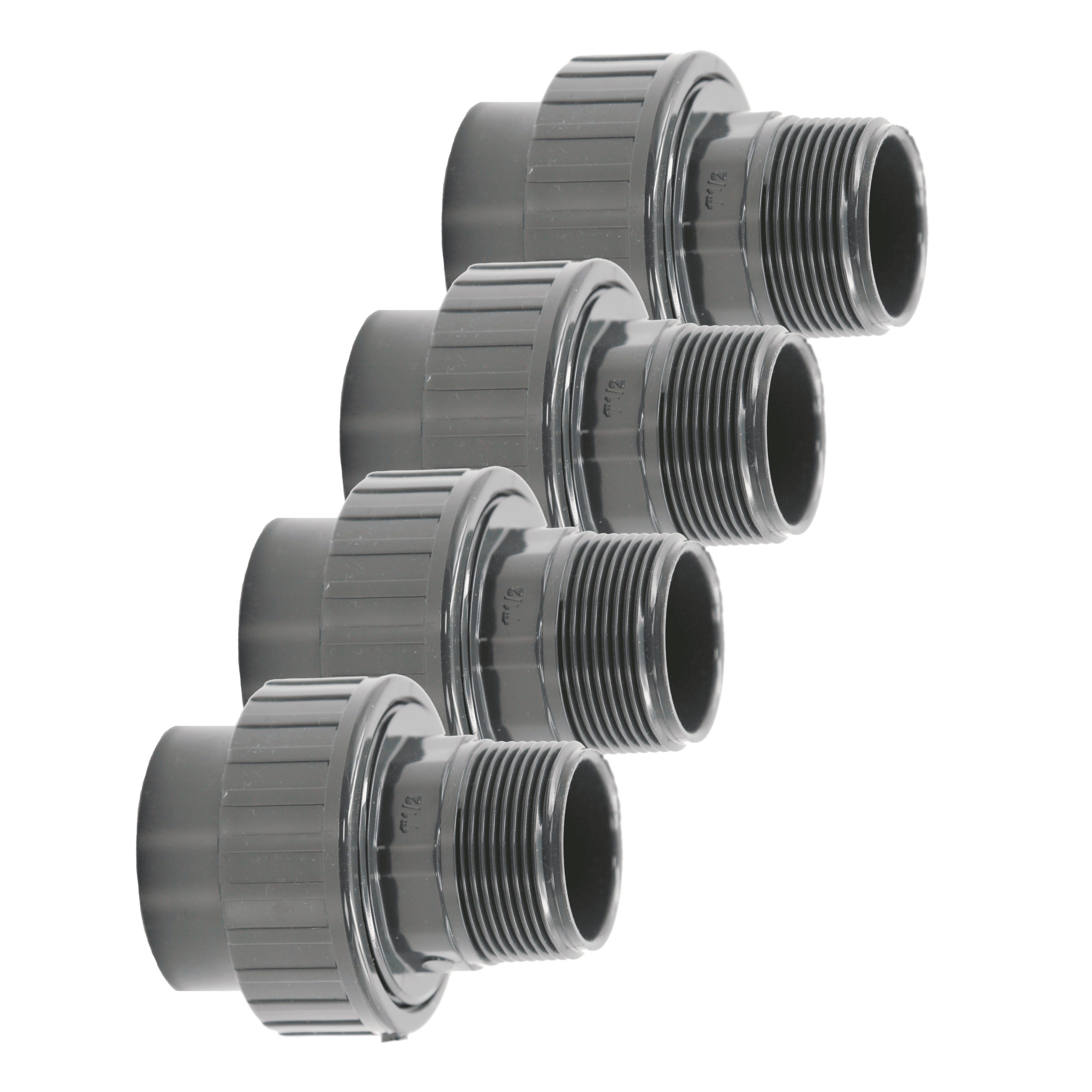 Rohrverbinder 1-10x PVC Fittings Verschraubung 50mm x 1 1/2" Klebemuffe x AG PN16