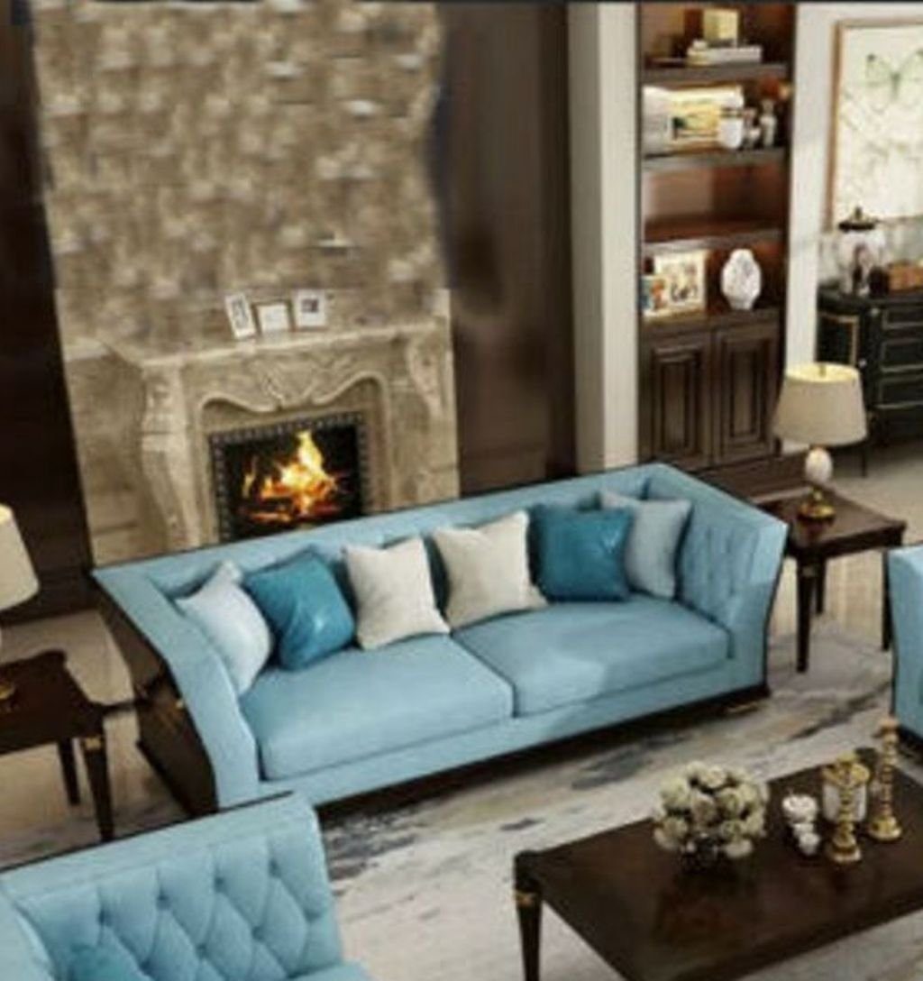 Couch Dreisitzer Zimmer Europe in Design JVmoebel Made 3-Sitzer Sofa Grau Polster Chesterfield, 3er