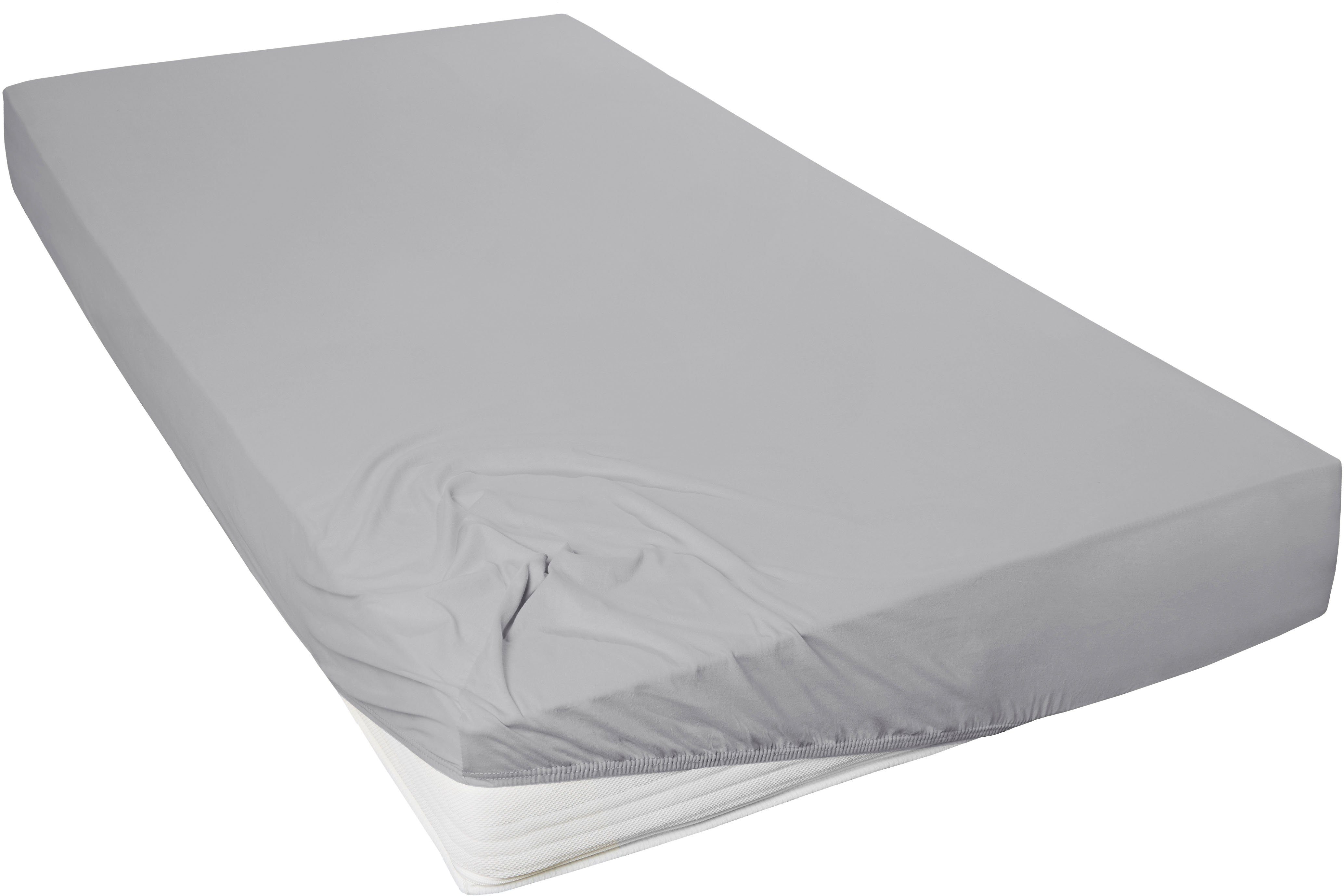 Primera Spannbettlaken Mako-Feinjersey Spannbetttuch, Mako-Jersey, Gummizug: rundum, (1 Stück), Geeignet für Standardmatratzen bis 22 cm, 100% Baumwolle