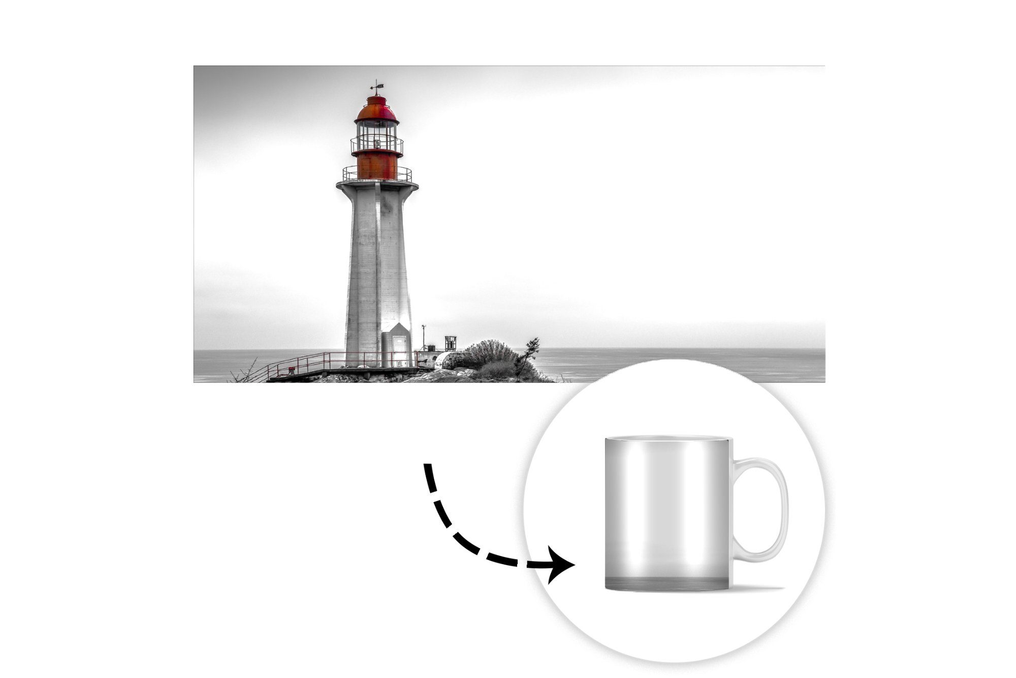 Kaffeetassen, Becher, eines Tasse Westen Teetasse, Schwarz-Weiß-Foto im Teetasse, Geschenk Leuchtturms MuchoWow Vancouver, Keramik, von