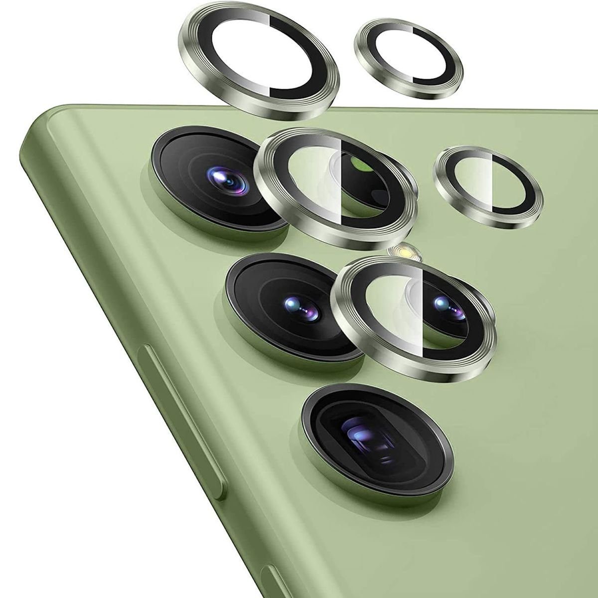 Für Samsung Galaxy S24 Ultra Aluminium Ring Kamera + H9 Hart Glas Bunt