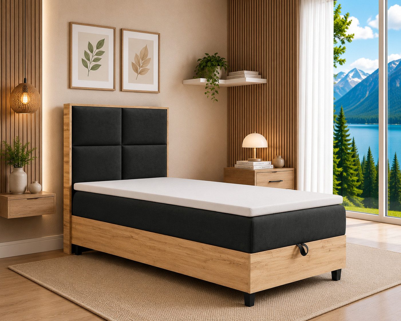 Best for Home Boxspringbett Einzelbett Trinity K-2 Plate Single mit Bettkasten & Topper H3 (Einzelbett, Polsterbett mit gepolstertes Kopfteil, Jugendbett, Kinderbett versch. Größen, 4-St., 70x200 80x200 90x200 100x200 cm), Verschiedene Liefermöglichkeiten, TOP Preis-Leistungs-Verhältnis
