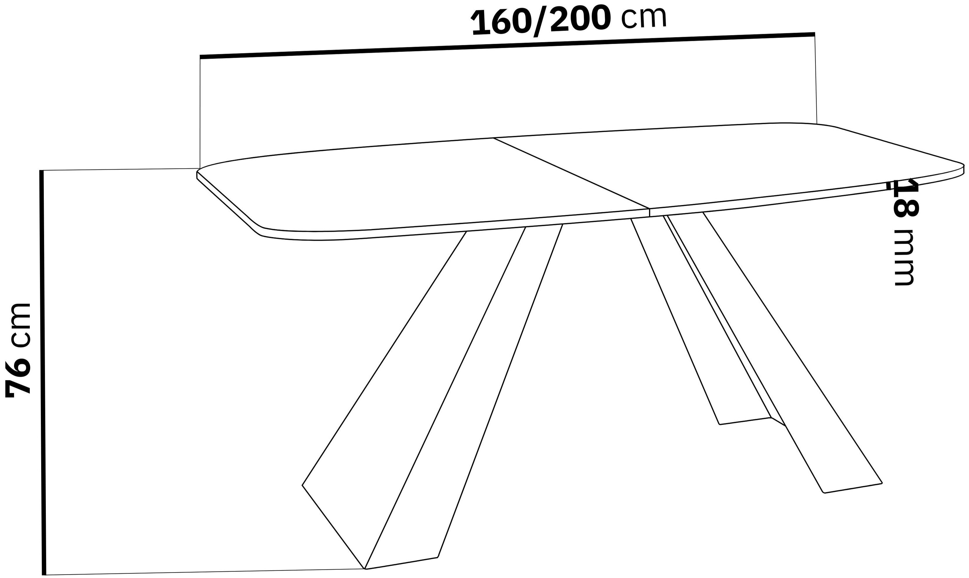 WFL GROUP Esstisch Monte ausziehbar rechteckig industrial mit schwarzen Metallbeinen (MADE IN EU, erhältlich in zwei Größen – 160/180 cm, ausziehbar auf 200/220 cm), moderner Tisch in Holzoptik für Küche, Esszimmer oder Wohnzimmer