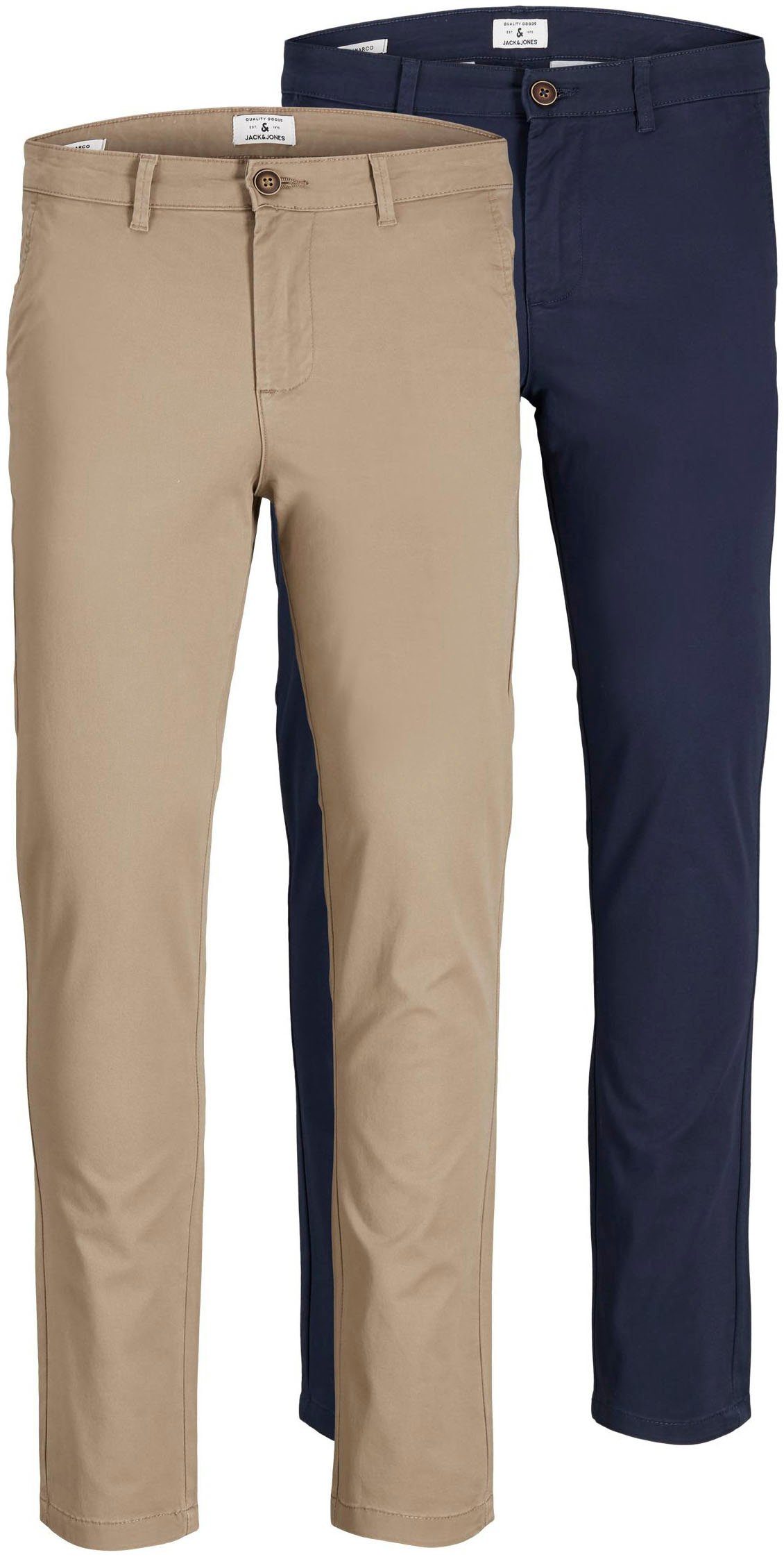 Jack & Jones Chinohose SLIM FIT MARCO 2PCS (Packung, 2-tlg., 2er-Pack) navy, beige