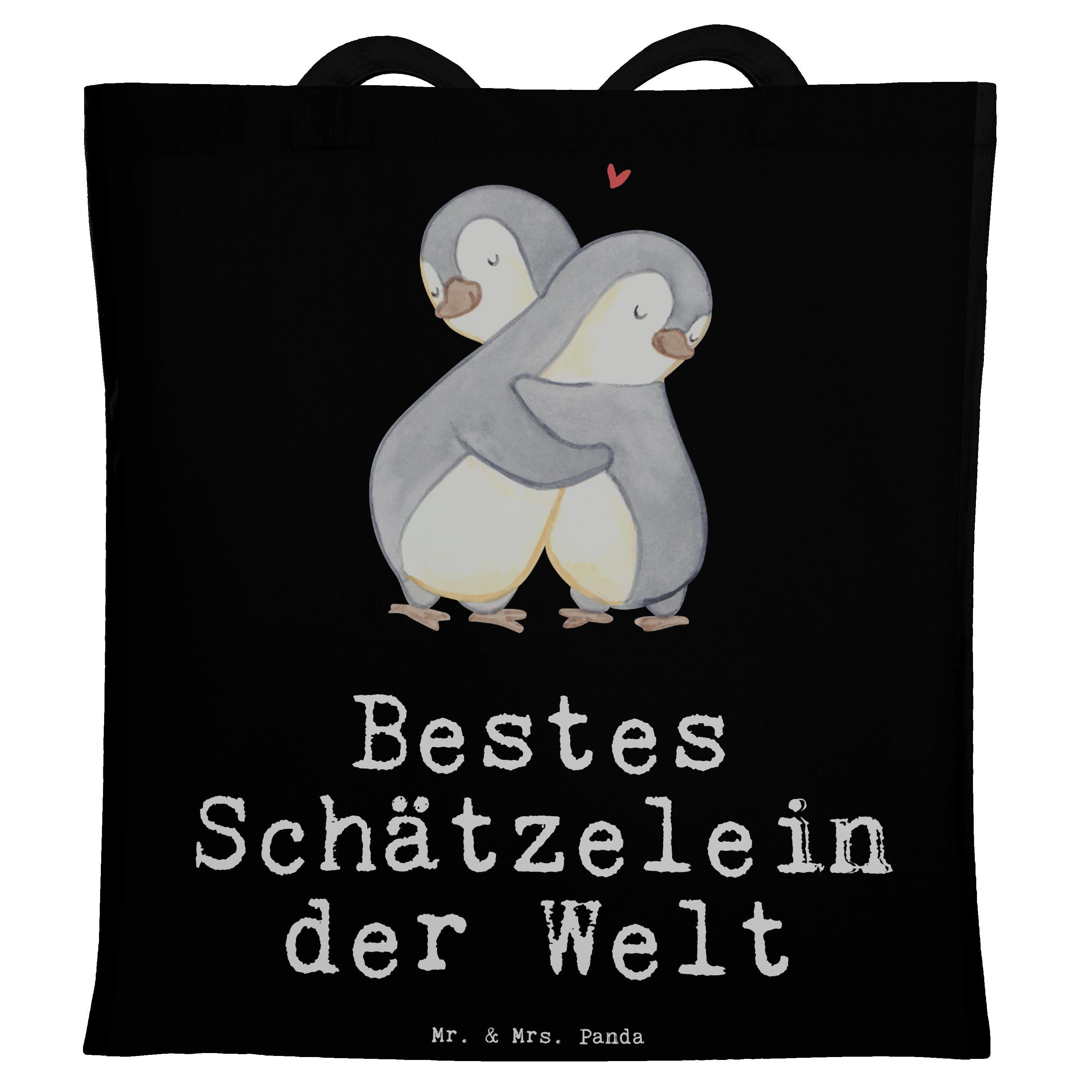 Panda Pinguin Schätzelein (1-tlg) & Mrs. Schwarz Tragetasche der Bestes Beuteltasch Mr. - Geschenk, Welt -