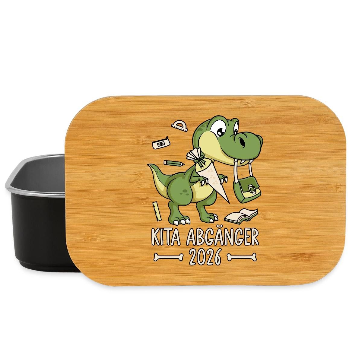Spreadshirt Lunchbox Kita Abgänger 2026 Brotdose mit Bambusdeckel, Edelstahl, Bambus