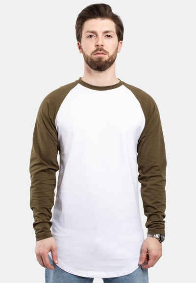 Blackskies T-Shirt Baseball Longshirt T-Shirt Olive-Weiß Medium