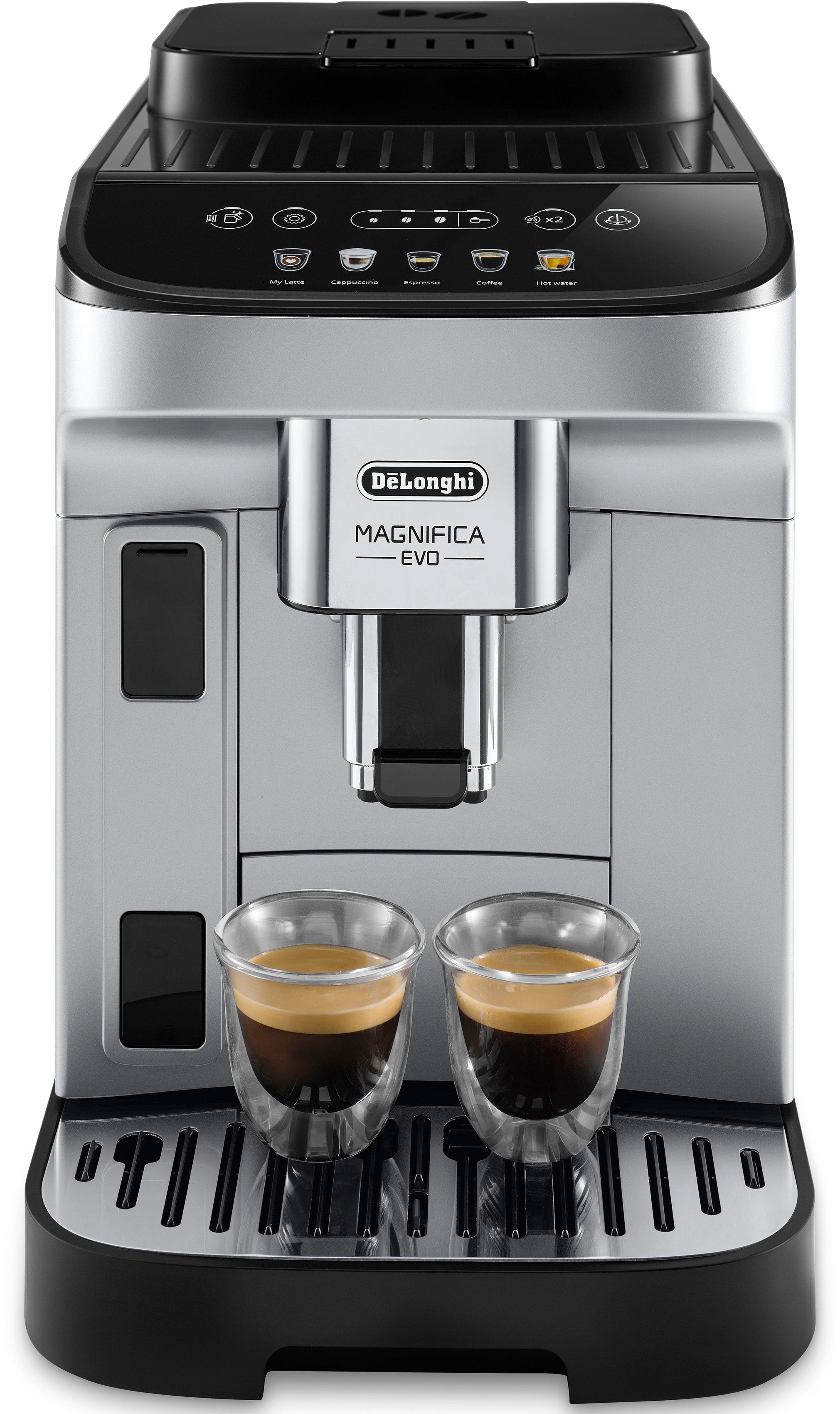 Evo Milchsystem, ECAM Magnifica mit De'Longhi Kaffeevollautomat 290.61.SB, LatteCrema Silber/Schwarz