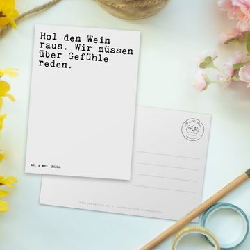 Mr. & Mrs. Panda Postkarte Hol den Wein raus.... - Weiß - Geschenk, Genießer, lustig, Spruch Spr