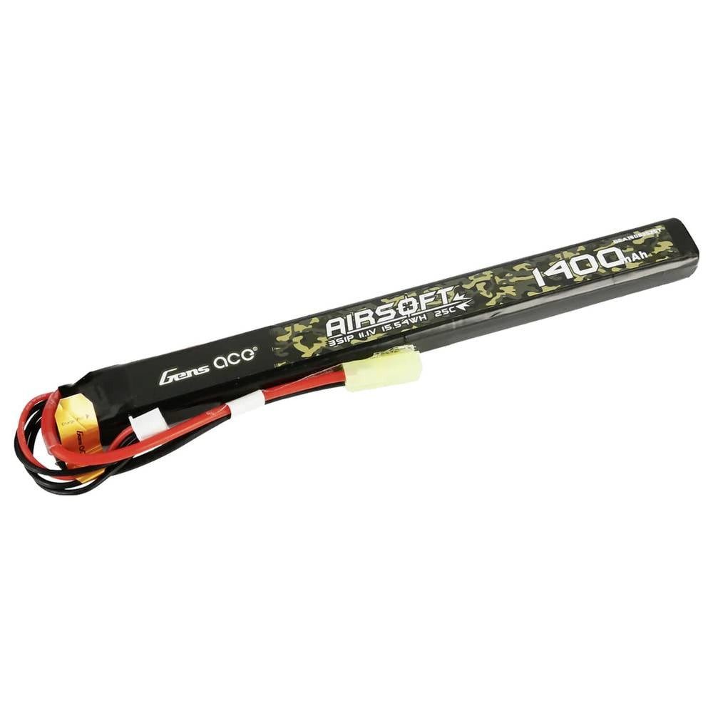 Gens ace 25C 1400mAh 3S1P 11.1V Airsoft Gun Lipo Battery with mini GEA14003S25T Akku