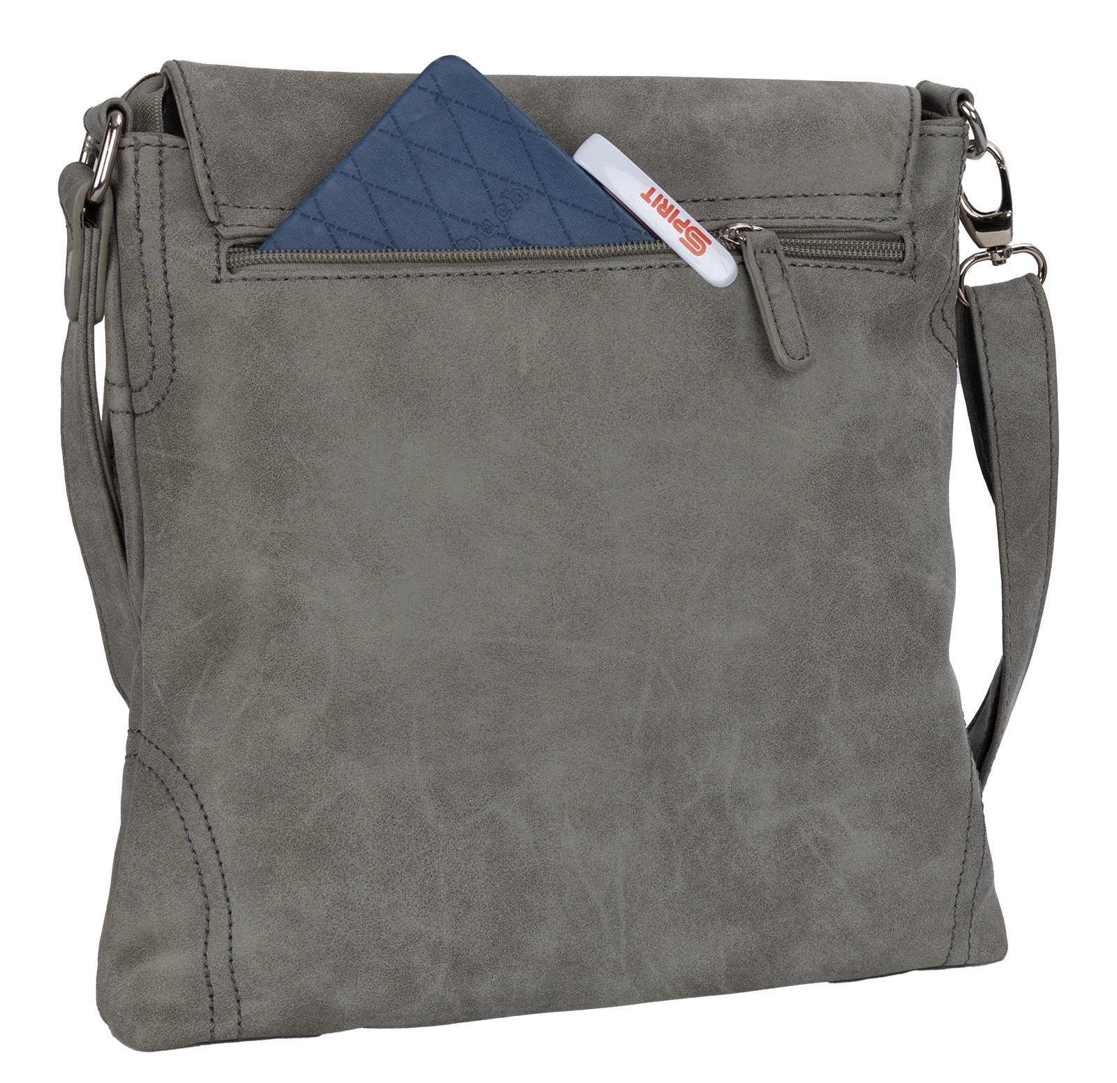 Damentasche BAG Bag Street tragbar Schultertasche T0104, Schlüsseltasche Umhängetasche als Schultertasche, STREET Umhängetasche Handtasche GRAU