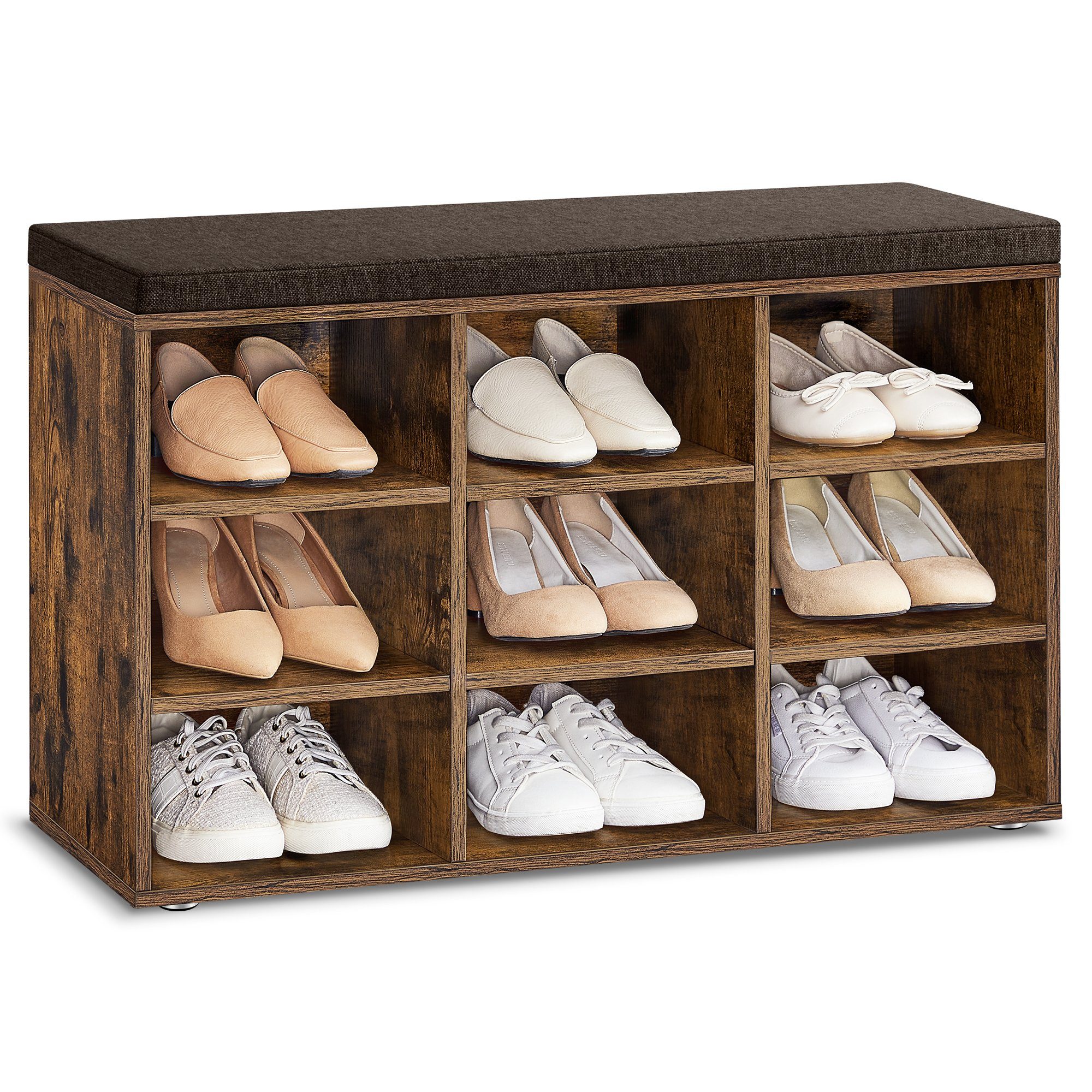 VASAGLE Schuhbank, Schuhregal, mit 9 Fächern, 78,5 x 30,3 x 48 cm günstig online kaufen