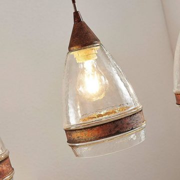 Lindby Hängeleuchte Millina, dimmbar, Leuchtmittel nicht inklusive, Antik, Metall, Glas, rostbraun, klar, 3 flammig, E27, Deckenlampe