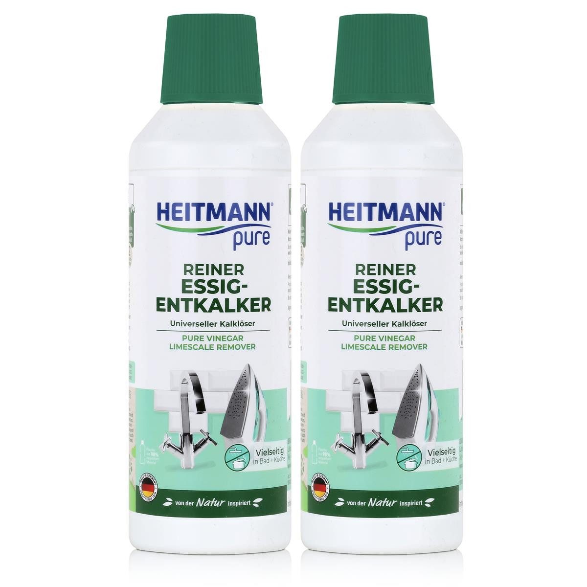 HEITMANN Heitmann pure Reiner Essig-Entkalker 500ml Universalentkalker (2er Pac Entkalker