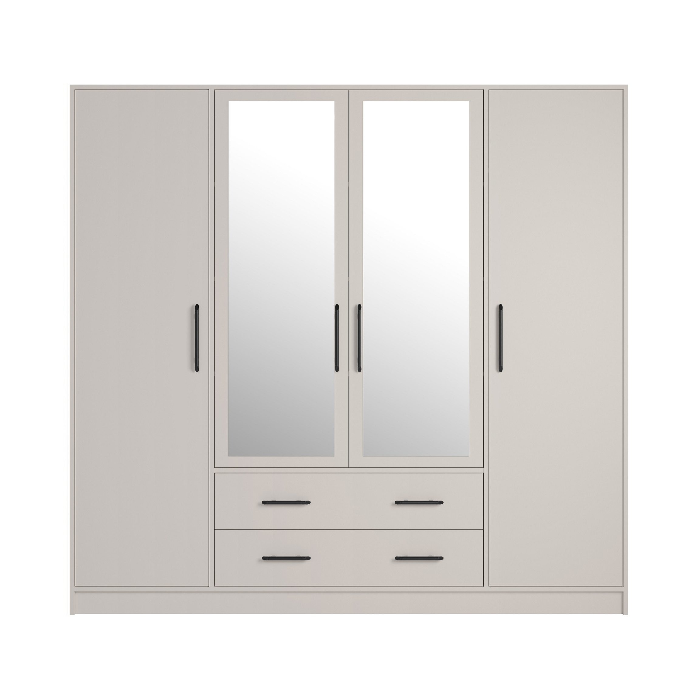 Marmex Möbel Spiegelschrank SMART 1C+Spiegel Mehrzweckschrank Kleiderschrank 200 x 190 x 56 Stauraumschrank, 2 Kleiderstangen, 2 Schubladen