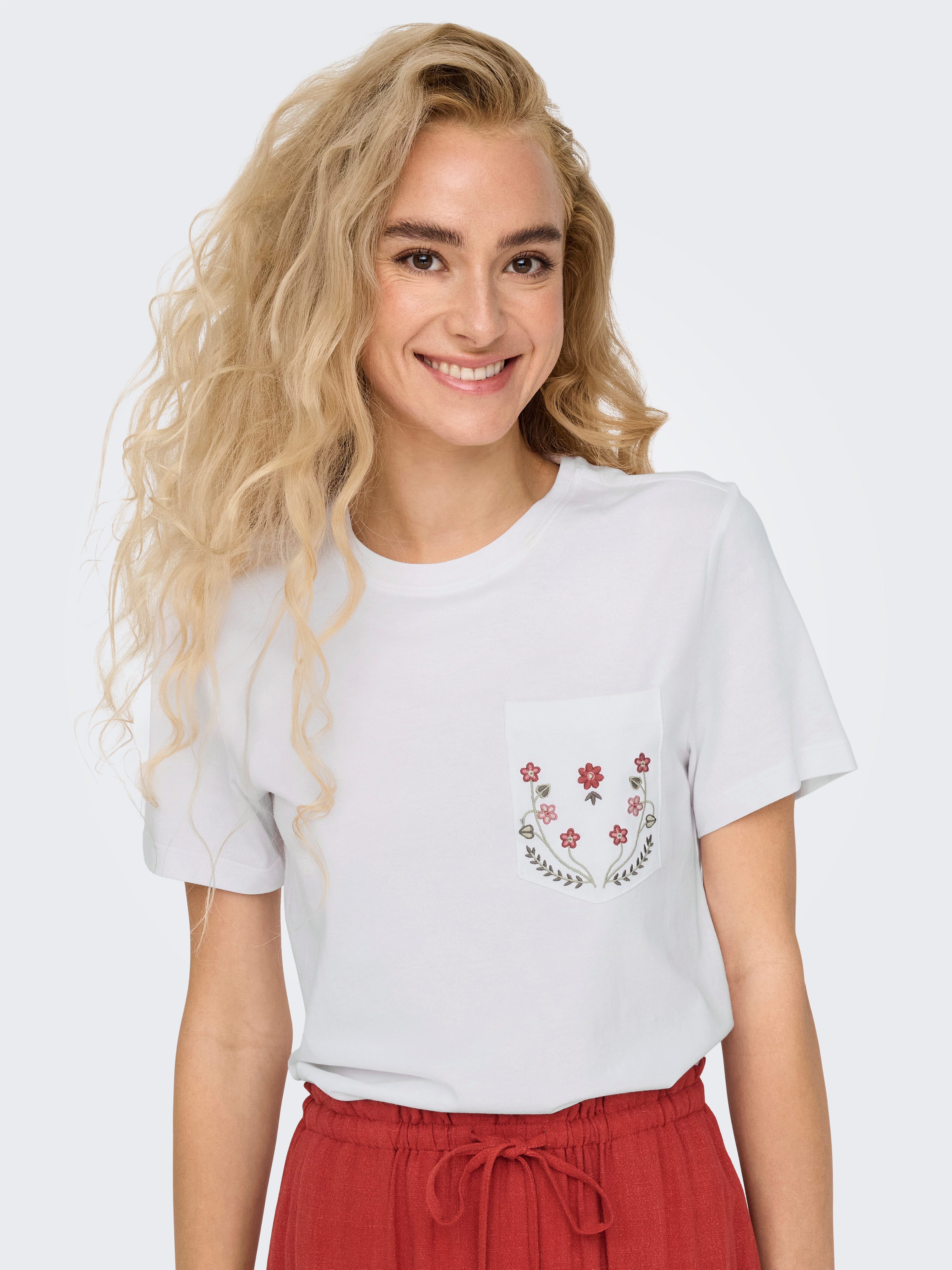 ONLY Kurzarmshirt ONLPOLLY LIFE REG S/S POCKET TOP BOX JRS Baumwolle, regul günstig online kaufen