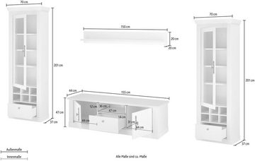 Home affaire Wohnwand RAVENNA, (4-St), im romantischen Landhausstil, Griffe aus Metall, Softclose-Funktion