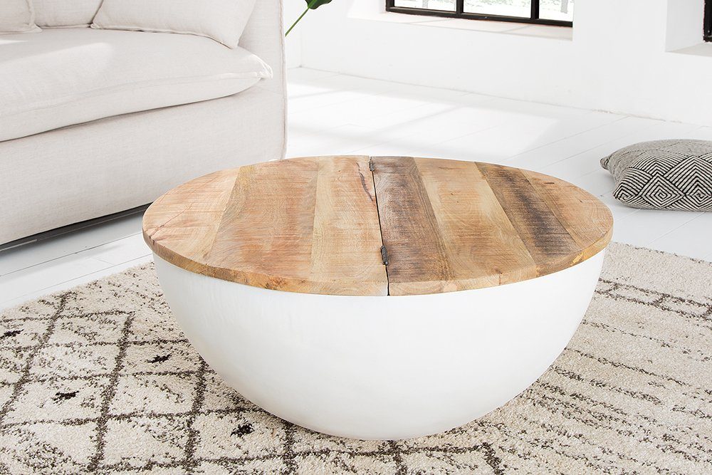 riess-ambiente Couchtisch INDUSTRIAL STORAGE Ø70cm weiß / natur (Einzelarti günstig online kaufen