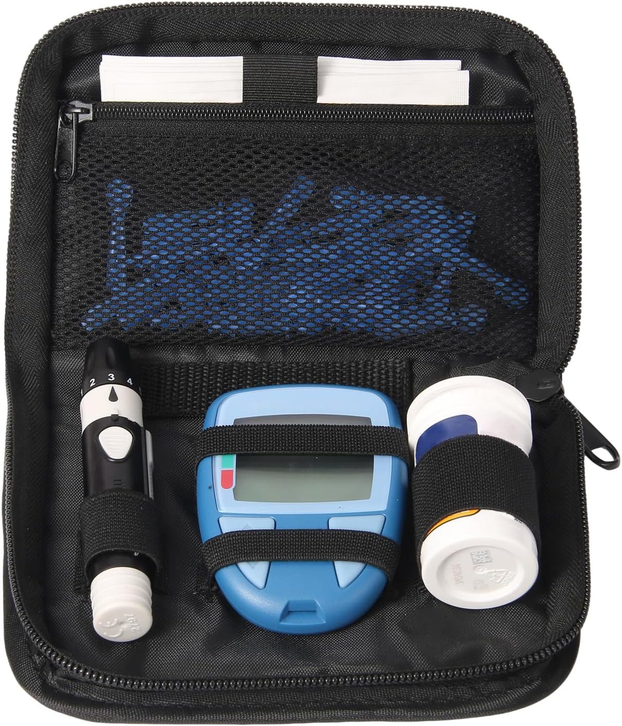 FELIXLEO Blutzuckermessgerät 2 Stück Diabetes Versorgungskoffer Tragbar Blutzuckermessgerät Schwarz