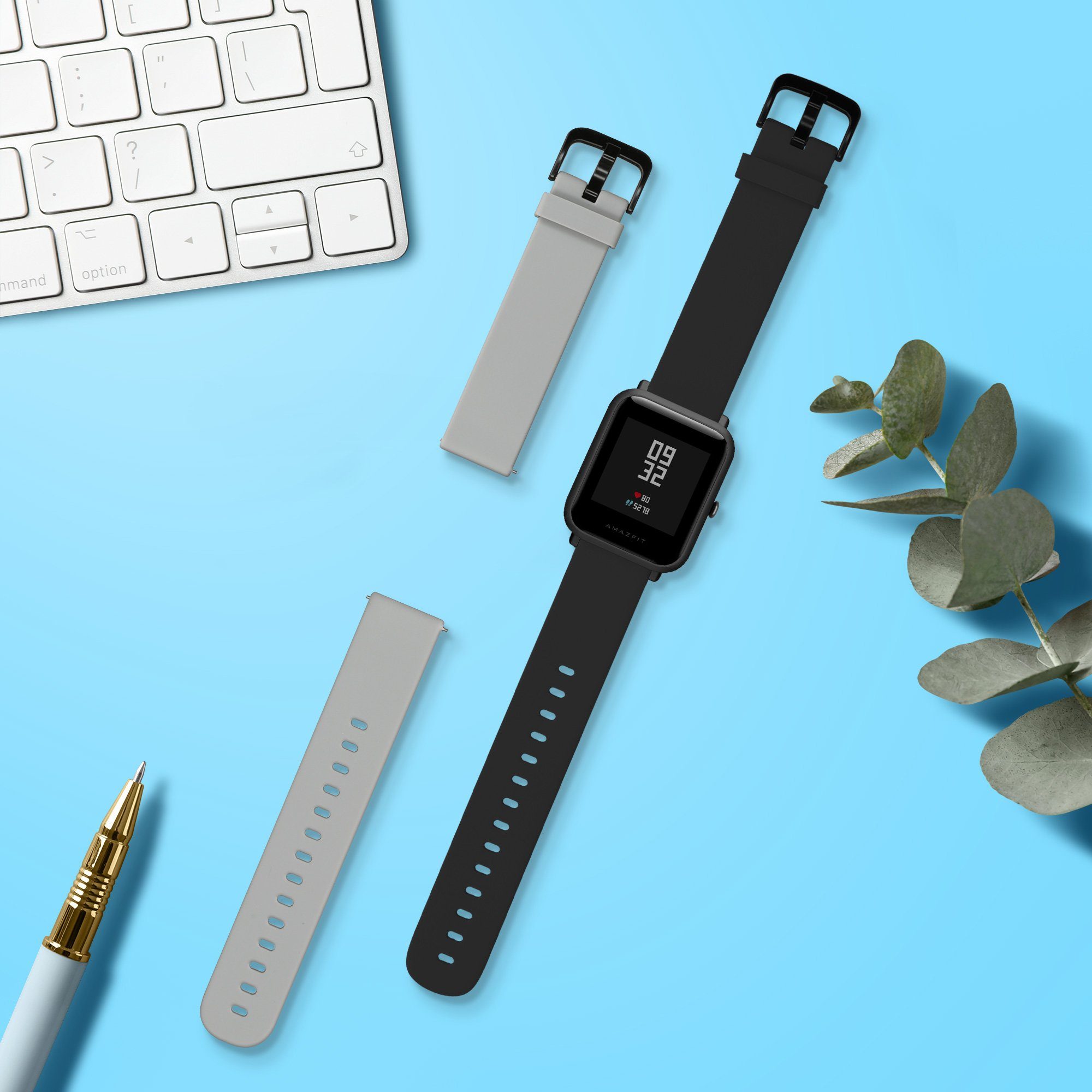 kwmobile 2x Uhrenarmband für Huami Amazfit Bip S / Bip S Lite Armband Smartwatch, 2-tlg., Fitnesstracker Band Set aus TPU Silikon - Ersatzarmband Smartwatch