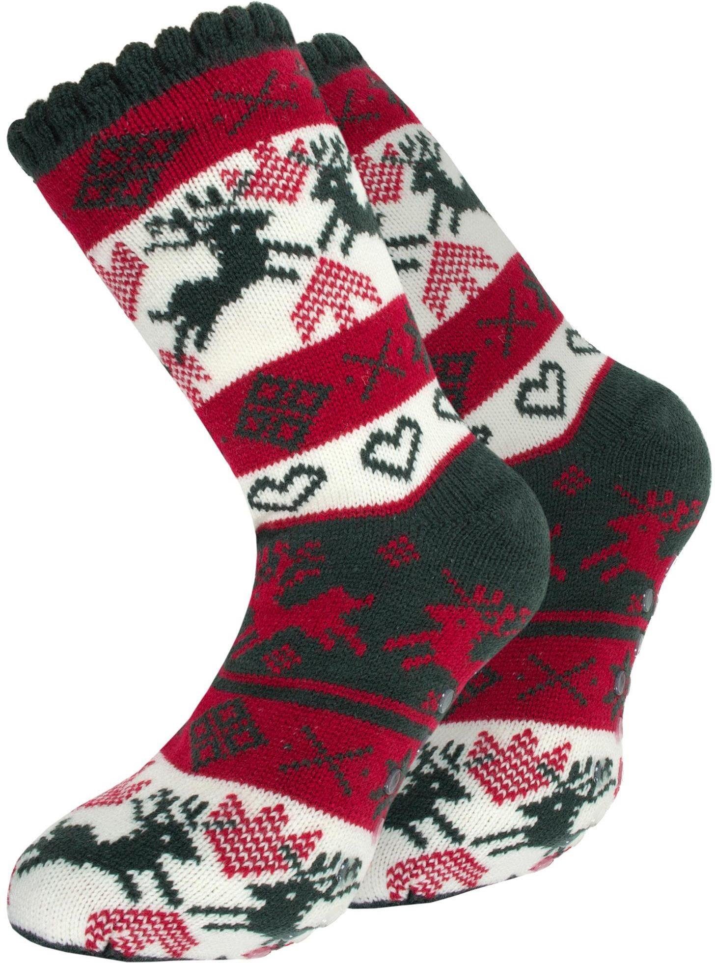 ABS-Socken Strick-Kuschelsocken mit Norwegermotiv und ABS