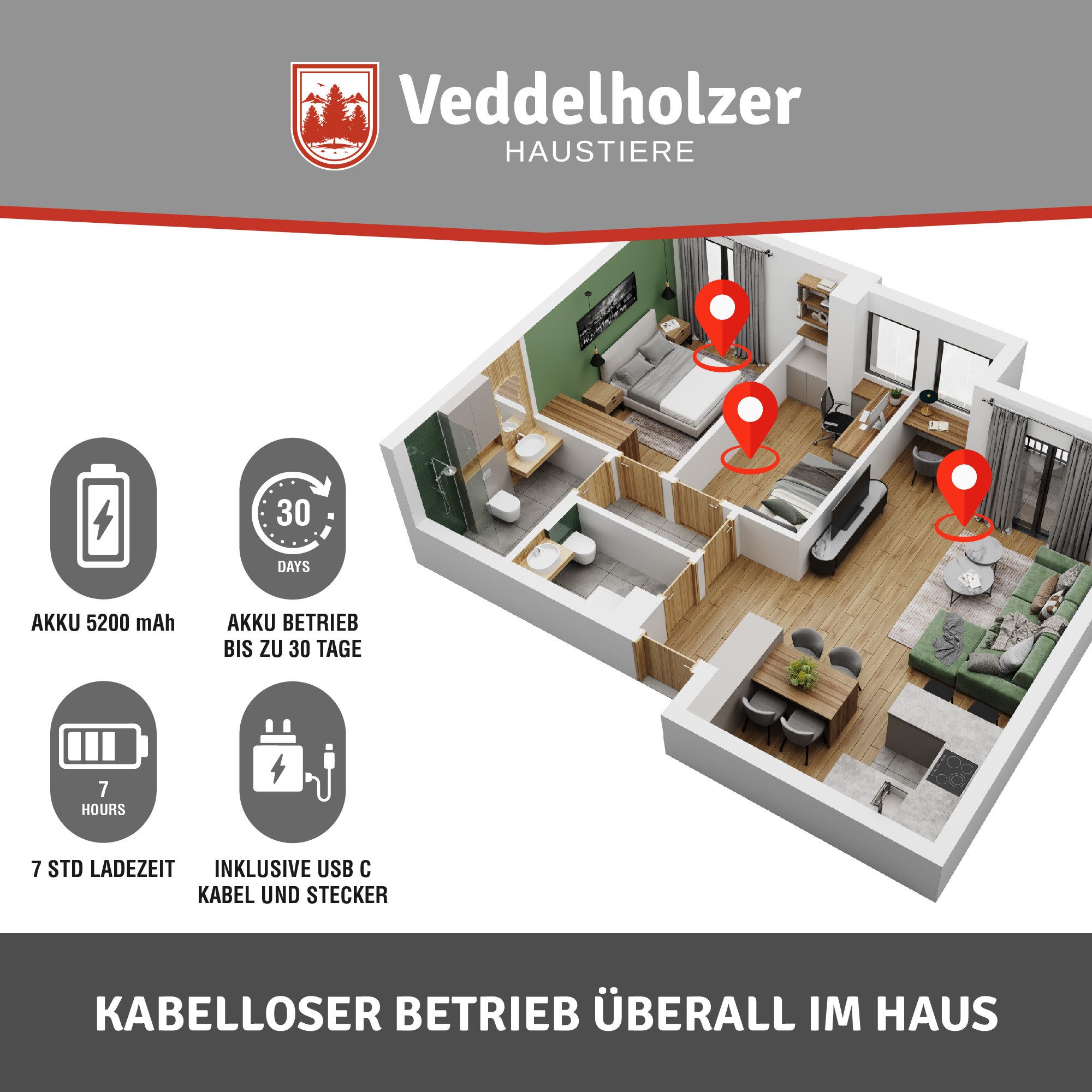 Veddelholzer Garten Trinkbrunnen Premium Katzenbrunnen 2,8 günstig online kaufen