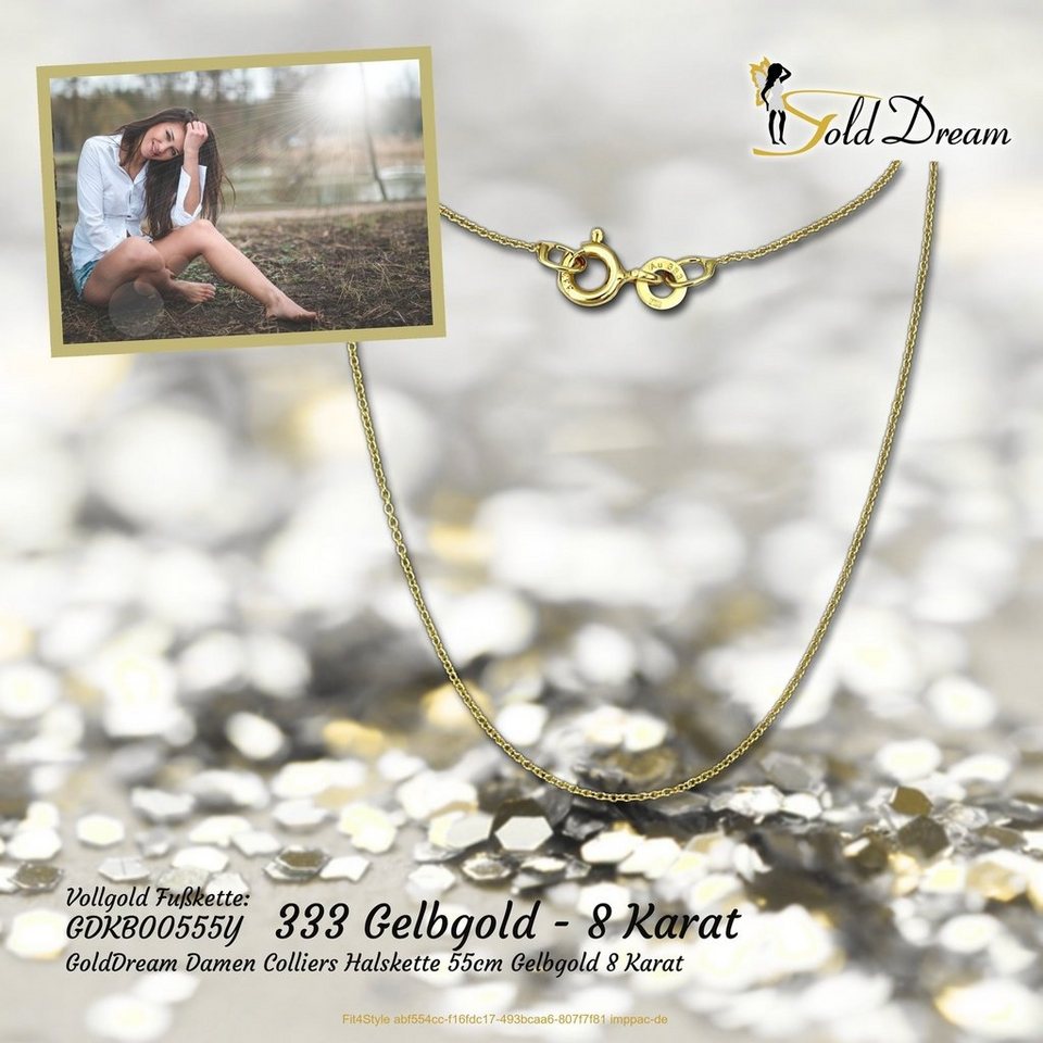 Gold Halskette 333 Karat 55cm, Colliers Halskette Echtgold, GoldDream - 8 333er Goldkette Collier Damen 8K GoldDream (Collier), Gelbgold