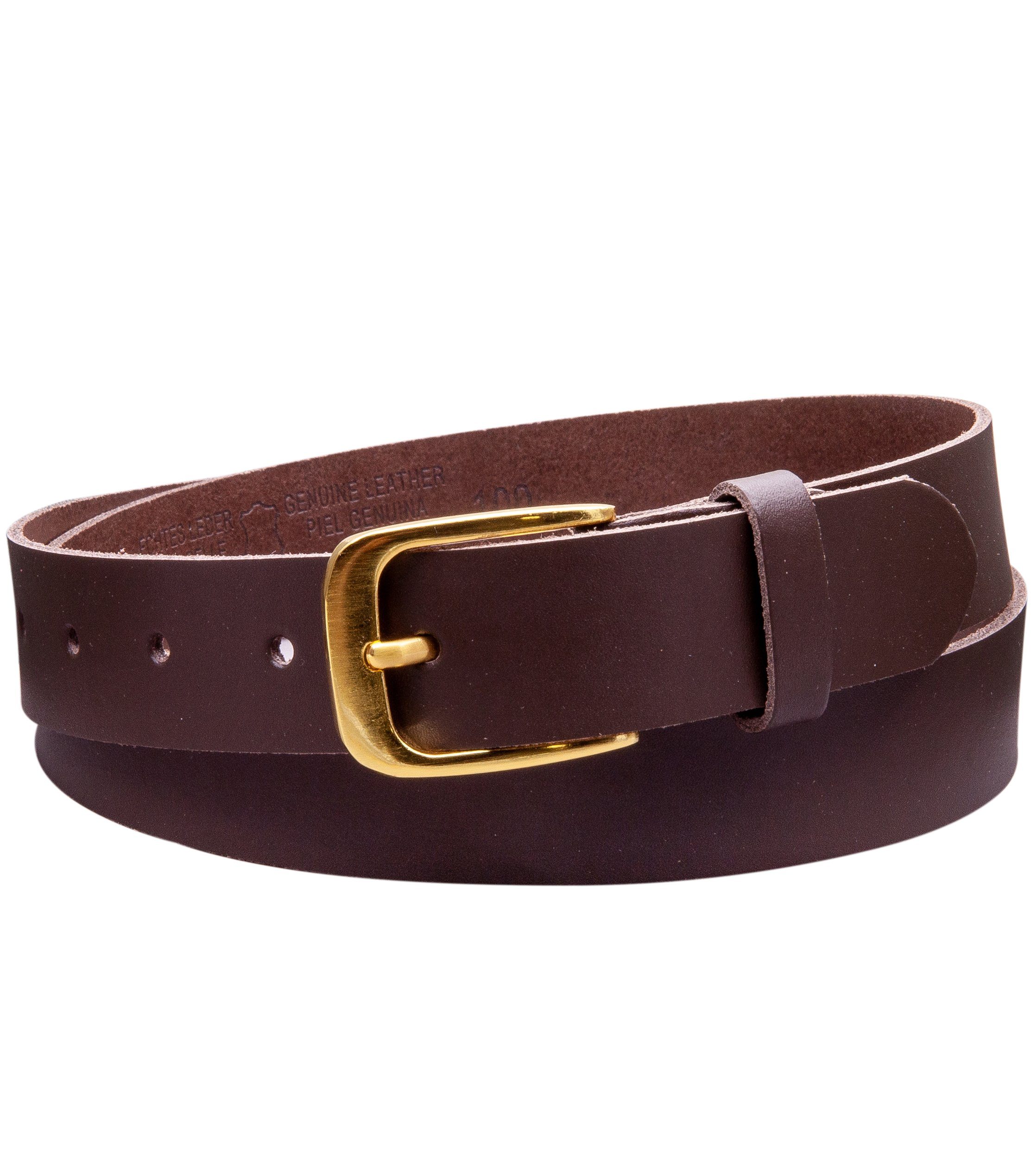 COLOGNEBELT Ledergürtel OM316-SL-Dunkelbraun MADE IN GERMANY, Dunkelbraun Kürzbar, 100 % Echtleder, Aus einem Stück, Unisex