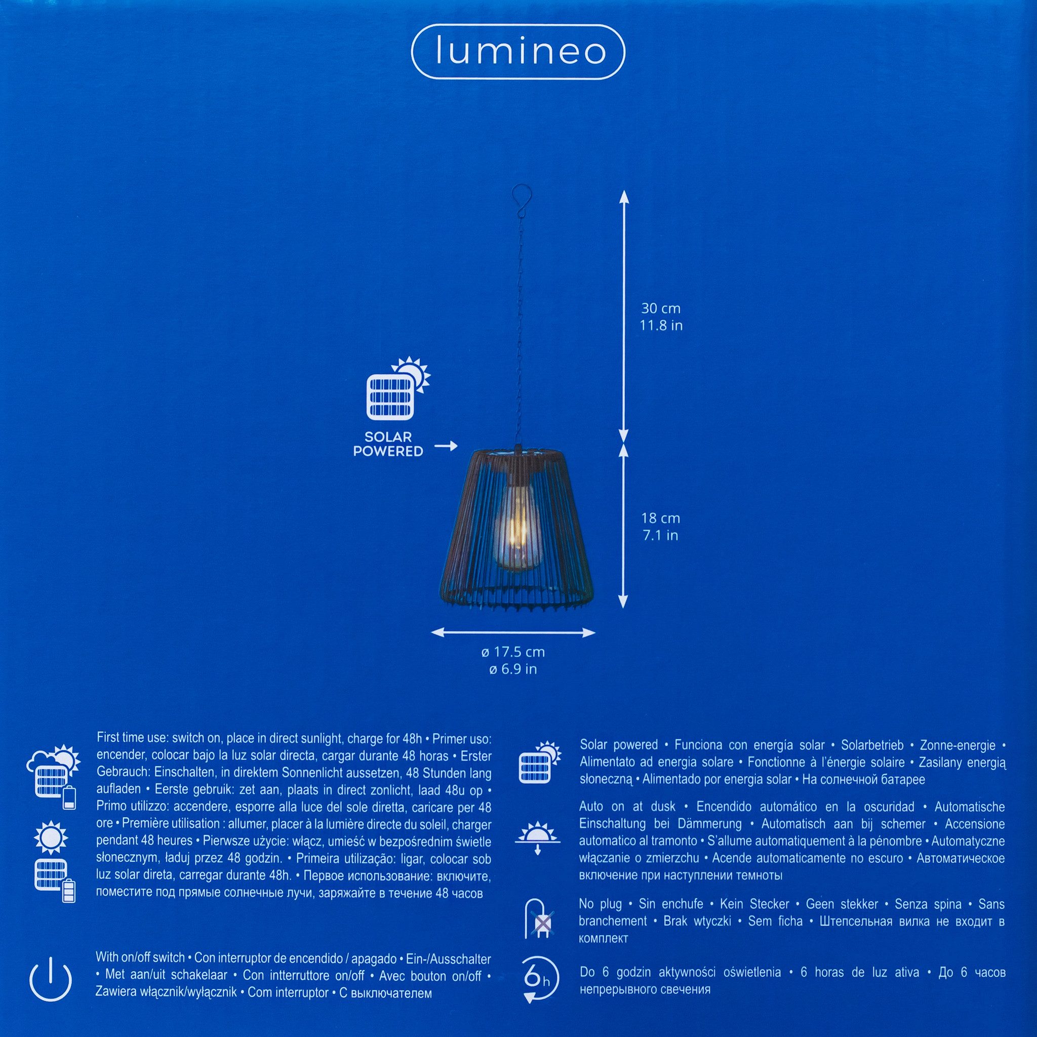 Lumineo LED Laterne, Dauerlicht, warmweiß, Solar Gartenleuchte LED Hängelampe 17x18cm Metall Schwarz / Warmweiß