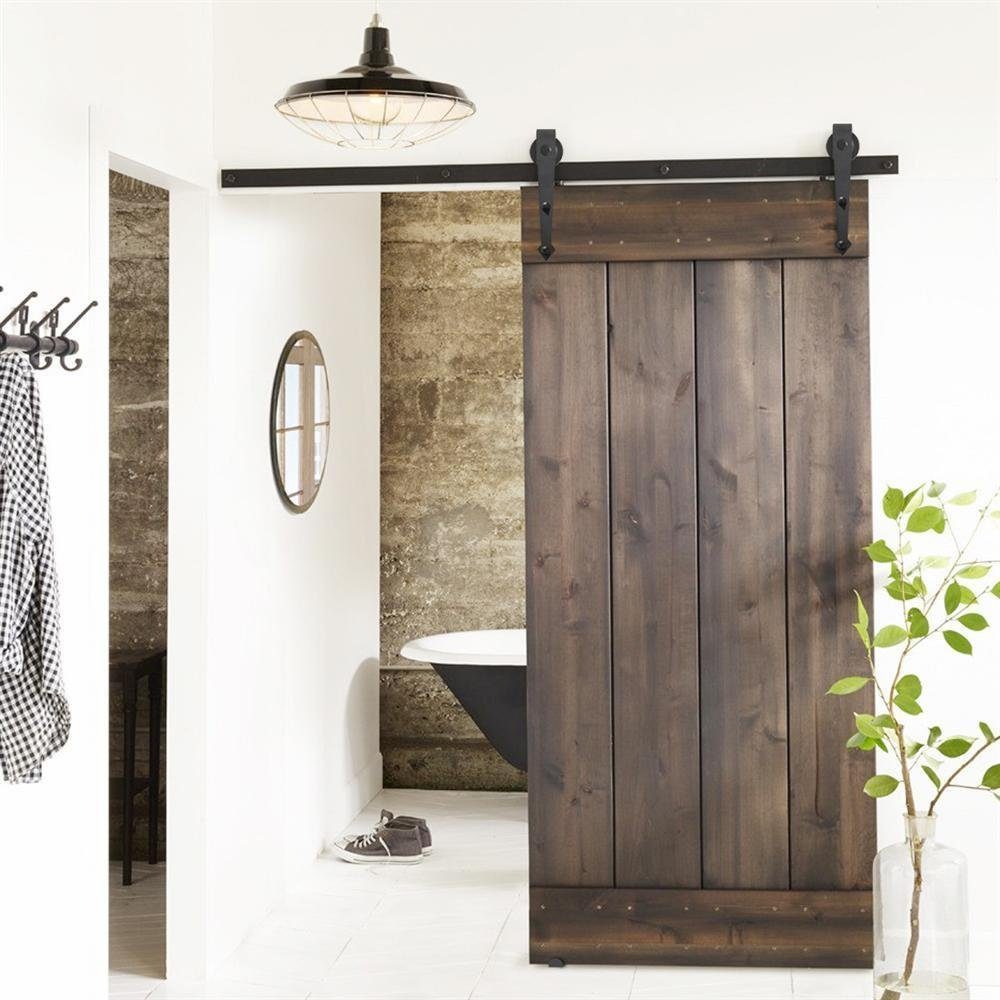 Yaheetech Schiebetür Schiebetürsystem 183/200/244 cm, Schiebetürbeschlag Set Laufschienen für Schiebetür