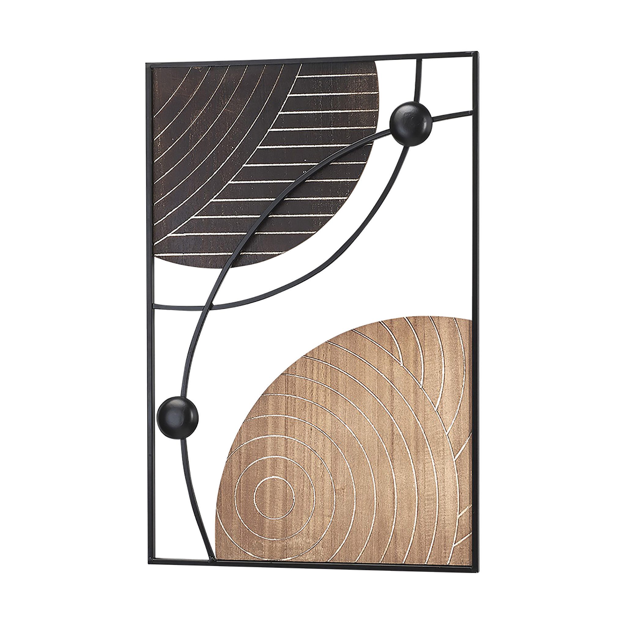 Kobolo Wandbild Metallbild Wanddeko - FENGARI schwarz und braun, Kreise, Ho günstig online kaufen