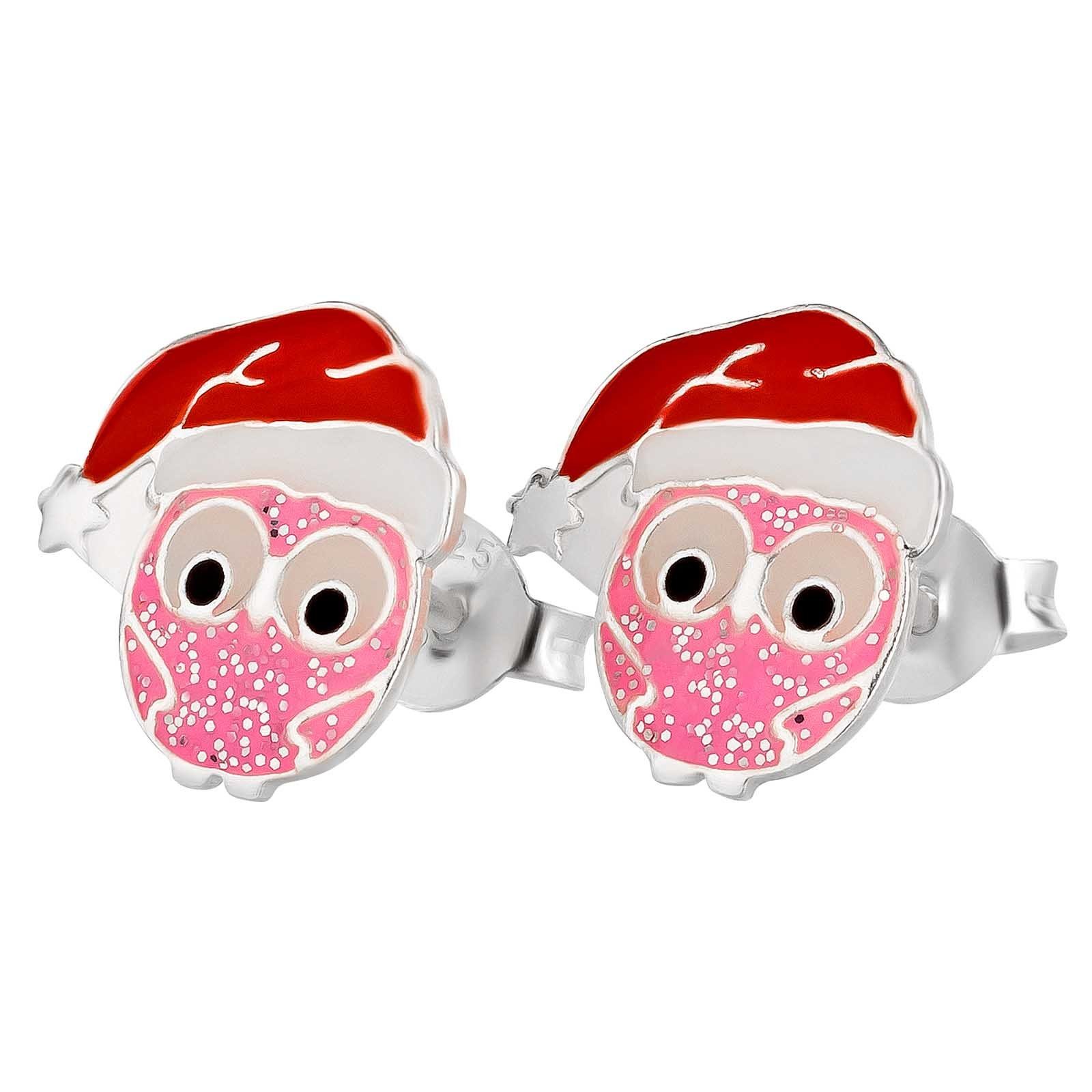 schmuck23 Paar Ohrstecker Ohrringe Eule Pink Weihnachten 925 Silber Kinder