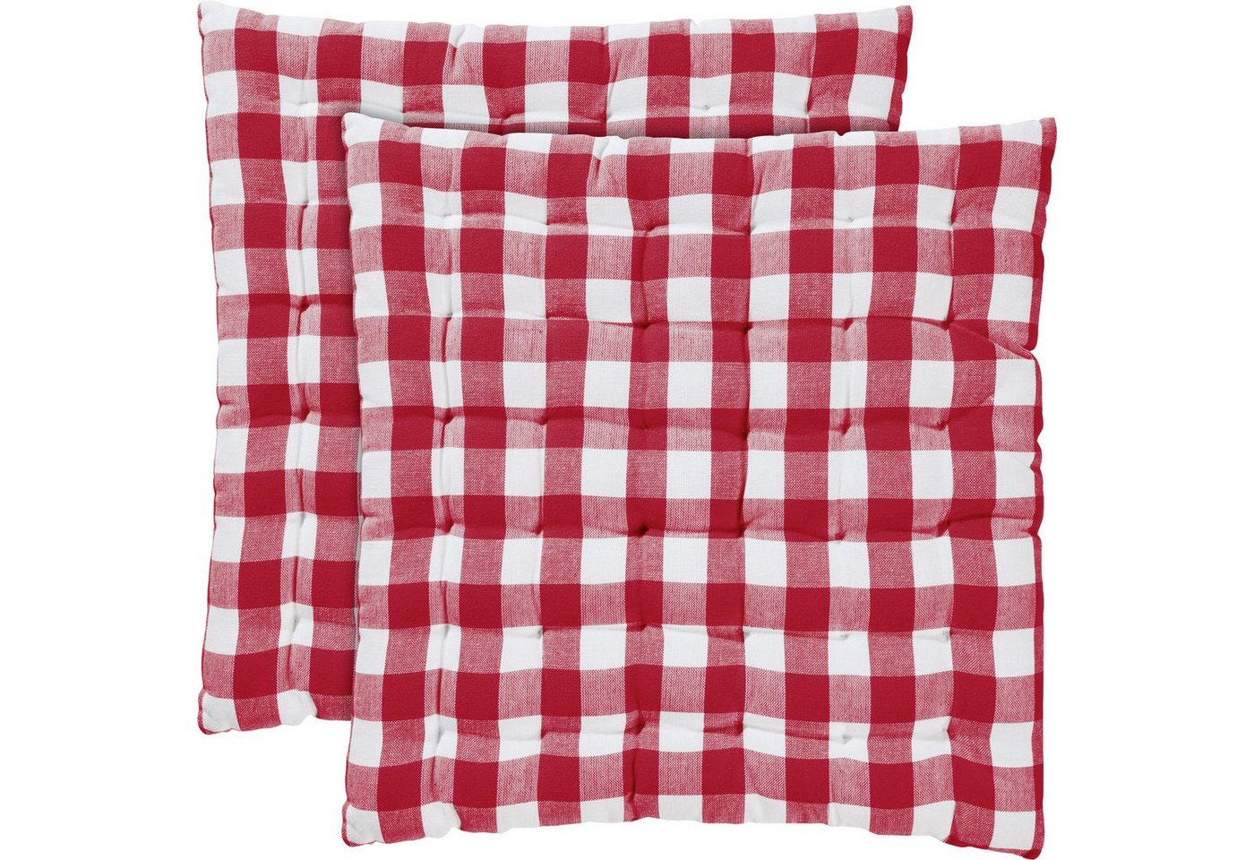 REDBEST Stuhlkissen Stuhlkissen "Nashville" 2er-Pack, Karo/Landhaus