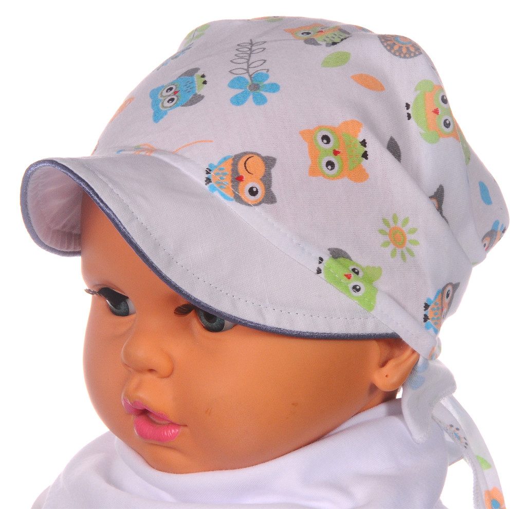 La Bortini Kopftuch Baby Kinder Bandana Tuch mit Schirm Schirmmütze Kopfbedeckung, Sommermütze aus reiner Baumwolle, Einheitsgröße