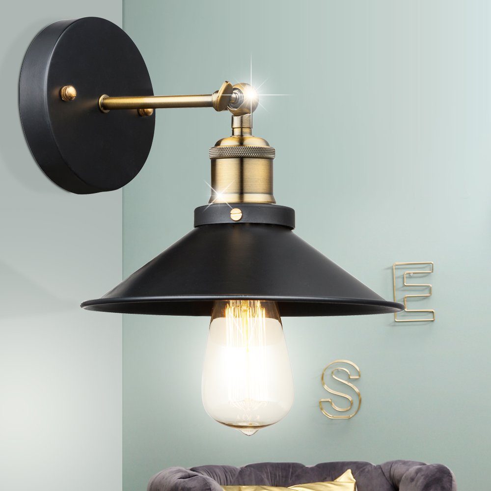 Wandleuchte Wandlampe schwenkbar nicht Altmessing Industriell Leuchtmittel inklusive, Deckenleuchte, schwarz etc-shop