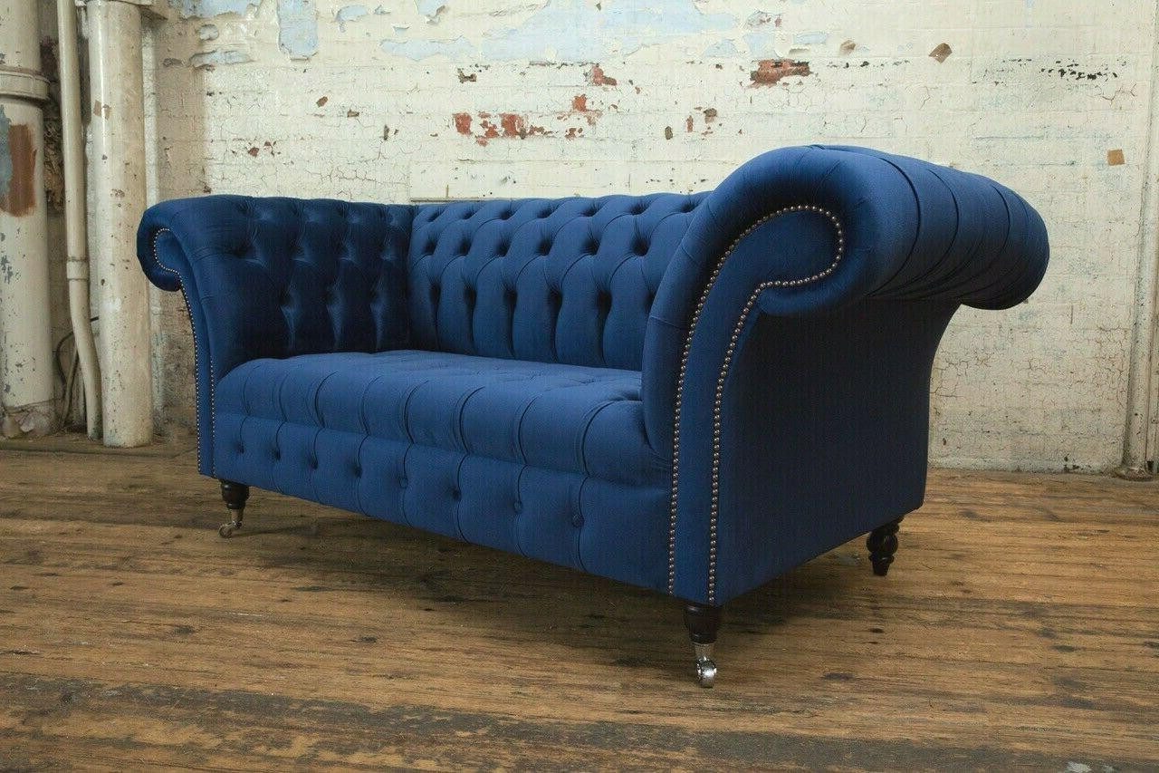 Xlmoebel Chesterfield-Sofa Traditionelles Chesterfield-Sofa in Blau mit Polsterung, Hergestellt in Europa