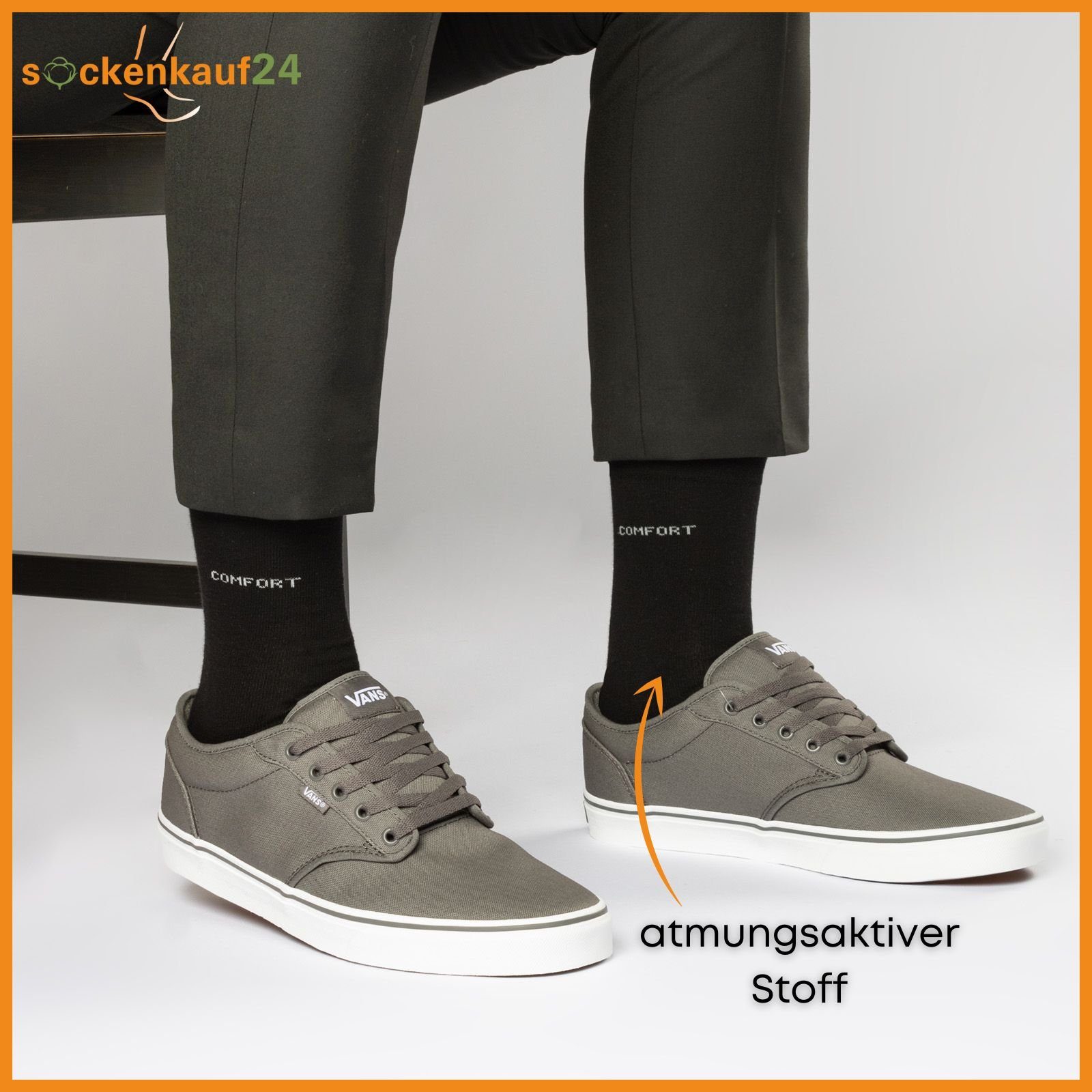 sockenkauf24 Komfortsocken 10 Paar Damen & Herren Comfort Socken (10xSchwarz, 47-50) ohne Gummibund & ohne Naht Baumwolle Komfortbund - 13100