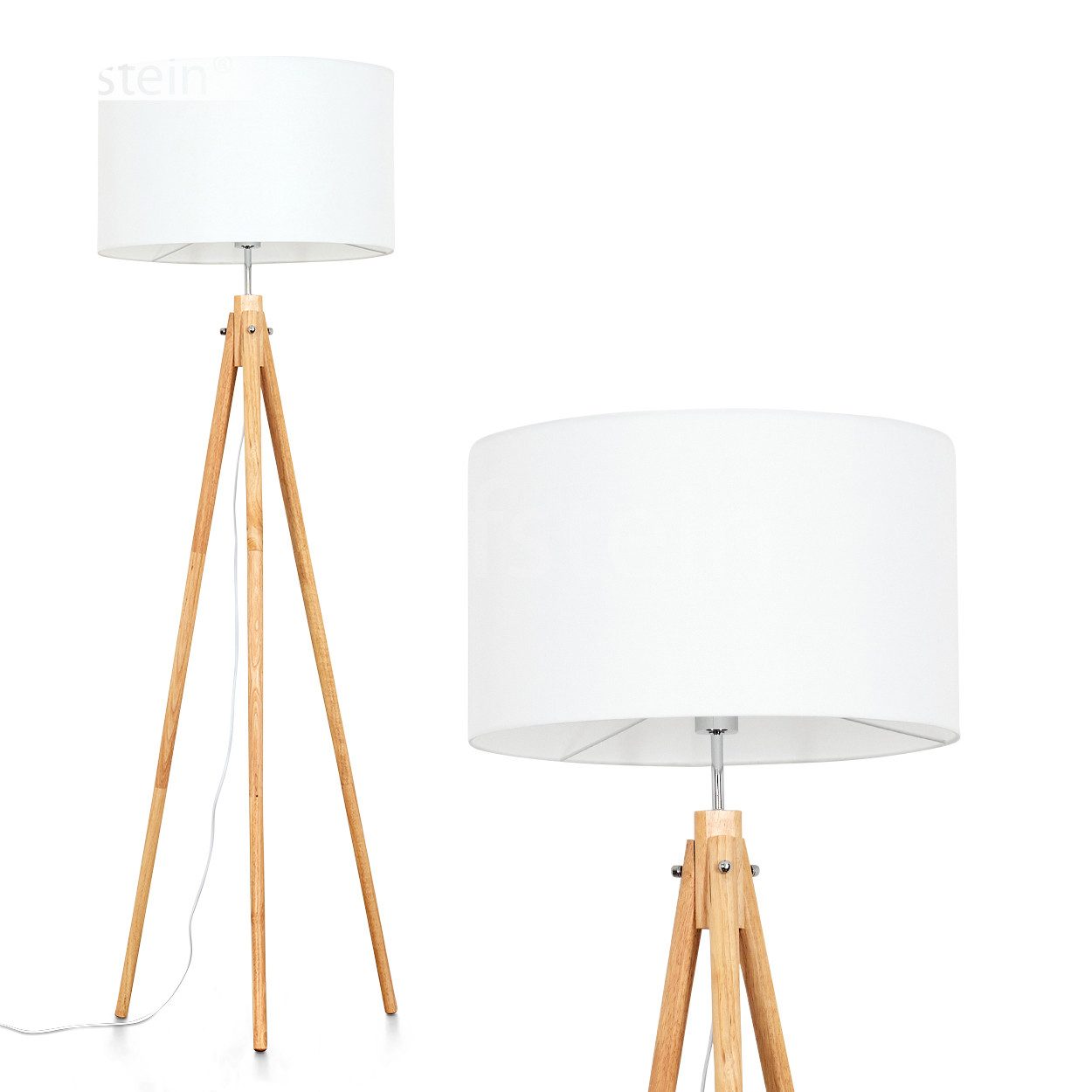 hofstein Stehlampe Stehlampe aus Holz/Stoff in Naturfarben/Weiß, ohne Leuch günstig online kaufen