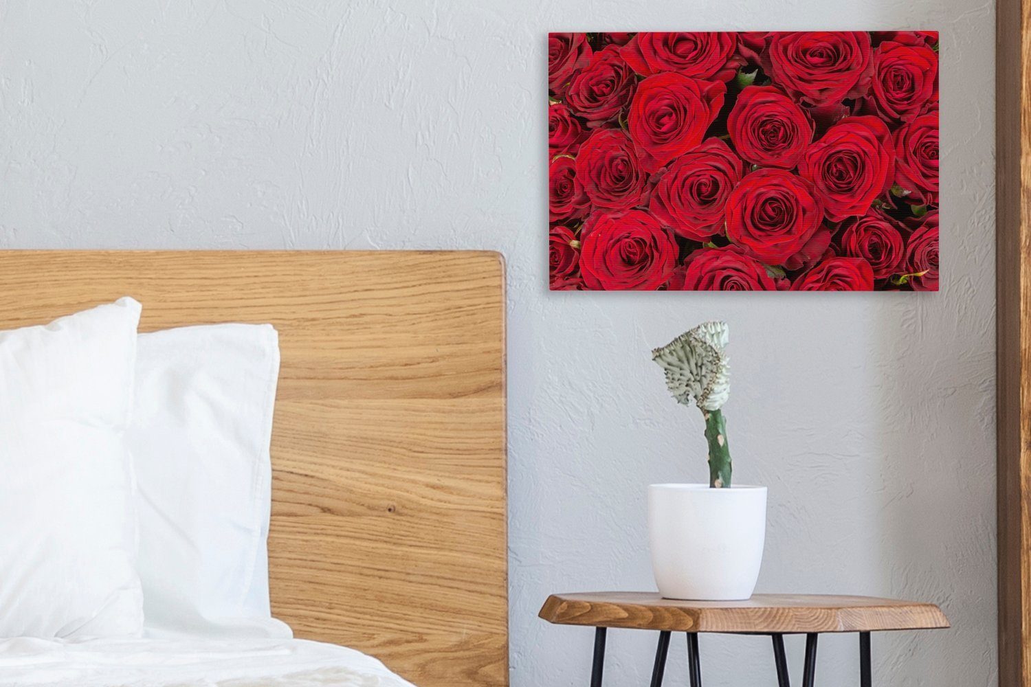 St), Rosen 30x20 Blumenstrauß, OneMillionCanvasses® Aufhängefertig, - cm Wandbild Leinwandbild Rot (1 Leinwandbilder, Wanddeko, -